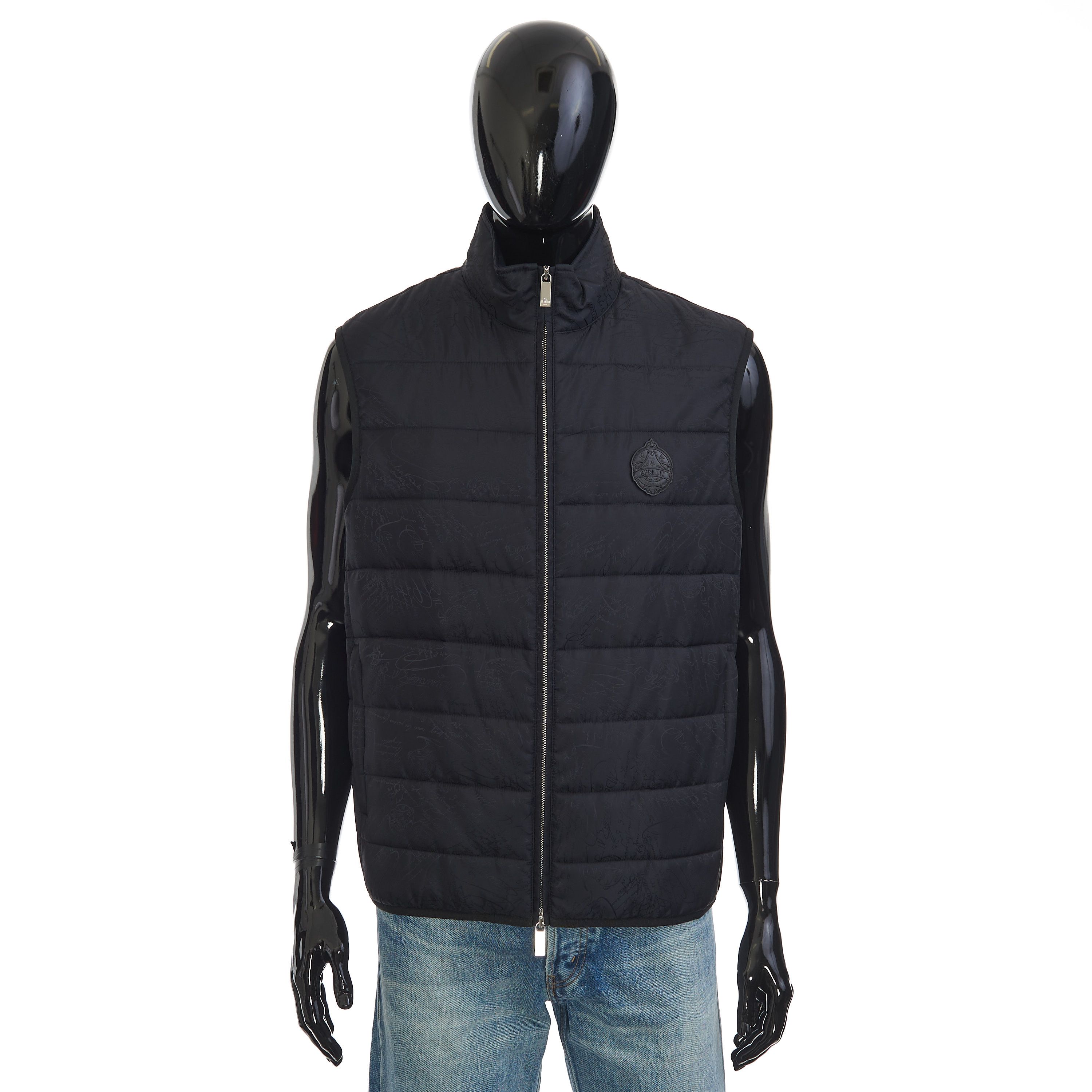 Berluti Gilet / Bodywarmer In Black Quilted Scritto Jacquard Nylon Size US M / EU 48-50 / 2 - 2 Thumbnail