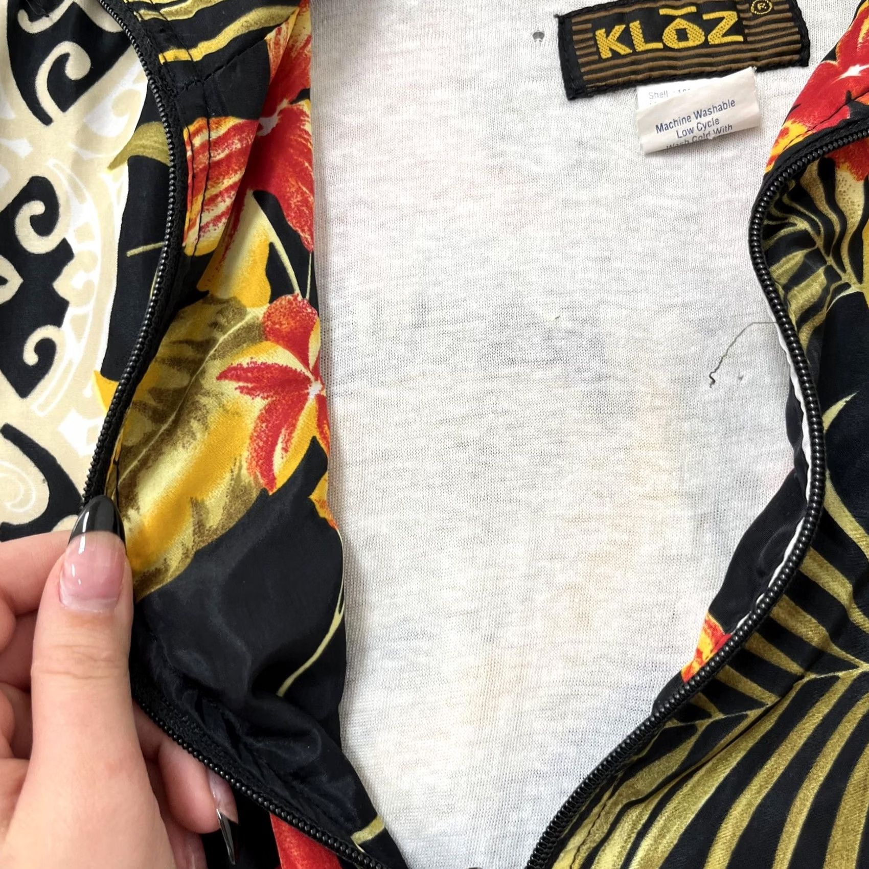 Vintage Kloz Jacket Mens M Black Red Floral Tropical Hawaiian Zip Windbreaker Size US M / EU 48-50 / 2 - 6 Thumbnail