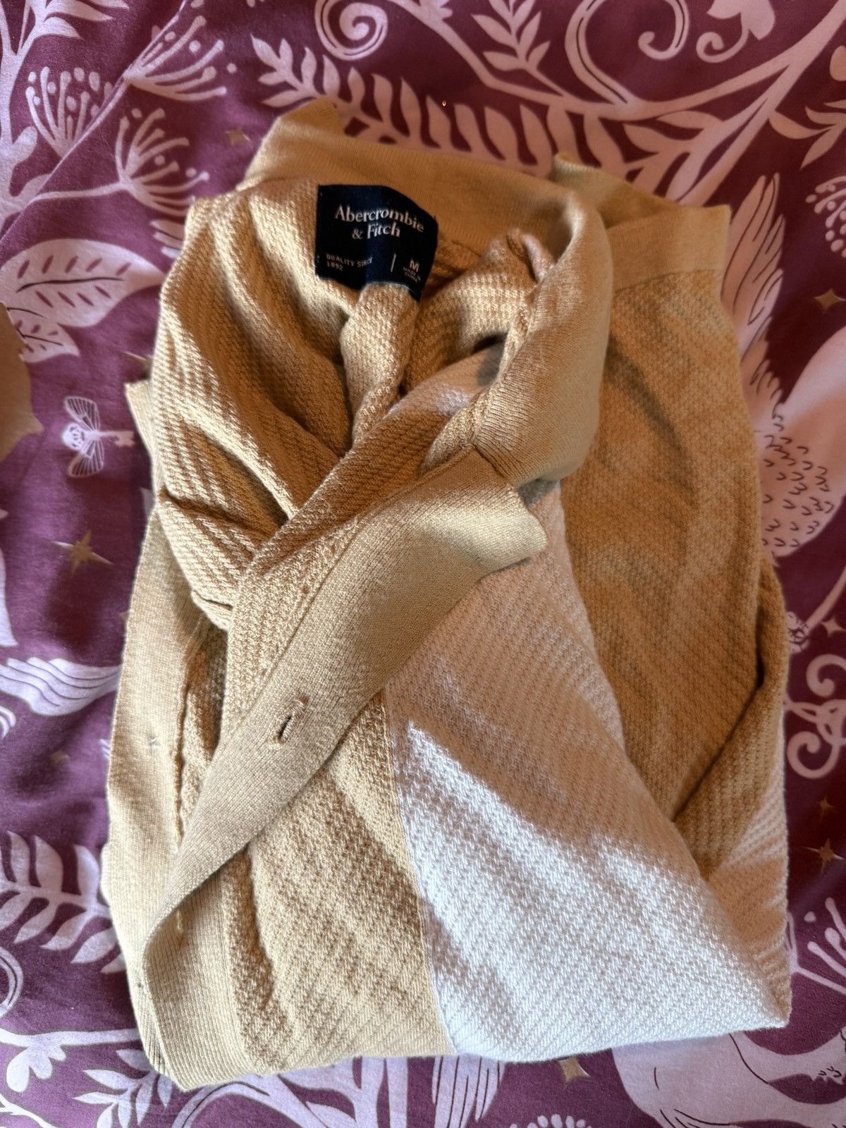 Abercrombie & Fitch Men’s Abercrombie and Fitch yellow & white striped knit Polo Size US M / EU 48-50 / 2 - 3 Thumbnail