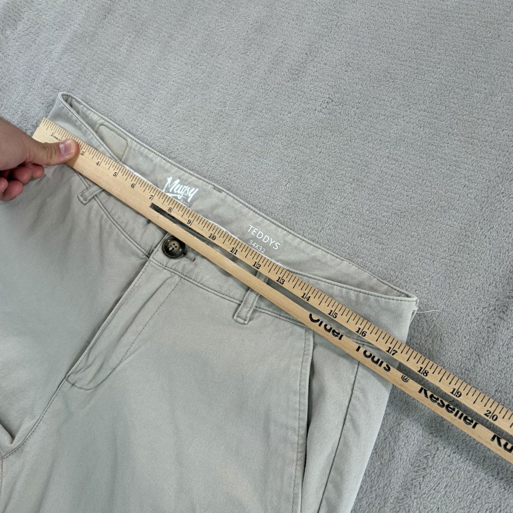 Vintage Mugsy Teddys Casual Khaki Beige Pants Slim Straight Mens 34x32 Stretch Chino Comfort Fit Size US 34 / EU 50 - 7 Thumbnail