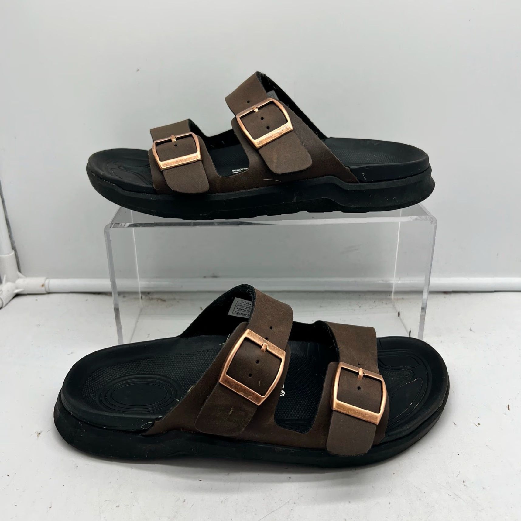 Vintage Viking Slide Sandals Womens 37 US 7 Comfort 2 Strap Brown Buckle - Viking Slide Sandals Womens 7 Brown Buckle 2 Strap Comfort US 7 Size US 7 / IT 37 - 2 Thumbnail