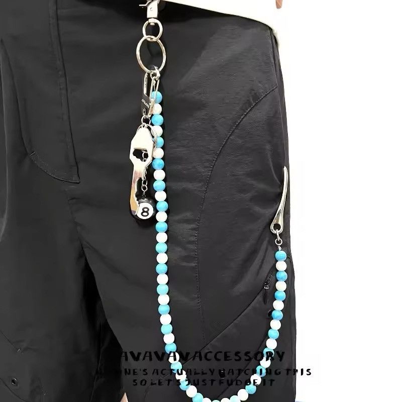 Vintage Handmade Bead Waist Chain Jeans Carabiner Size ONE SIZE - 2 Thumbnail