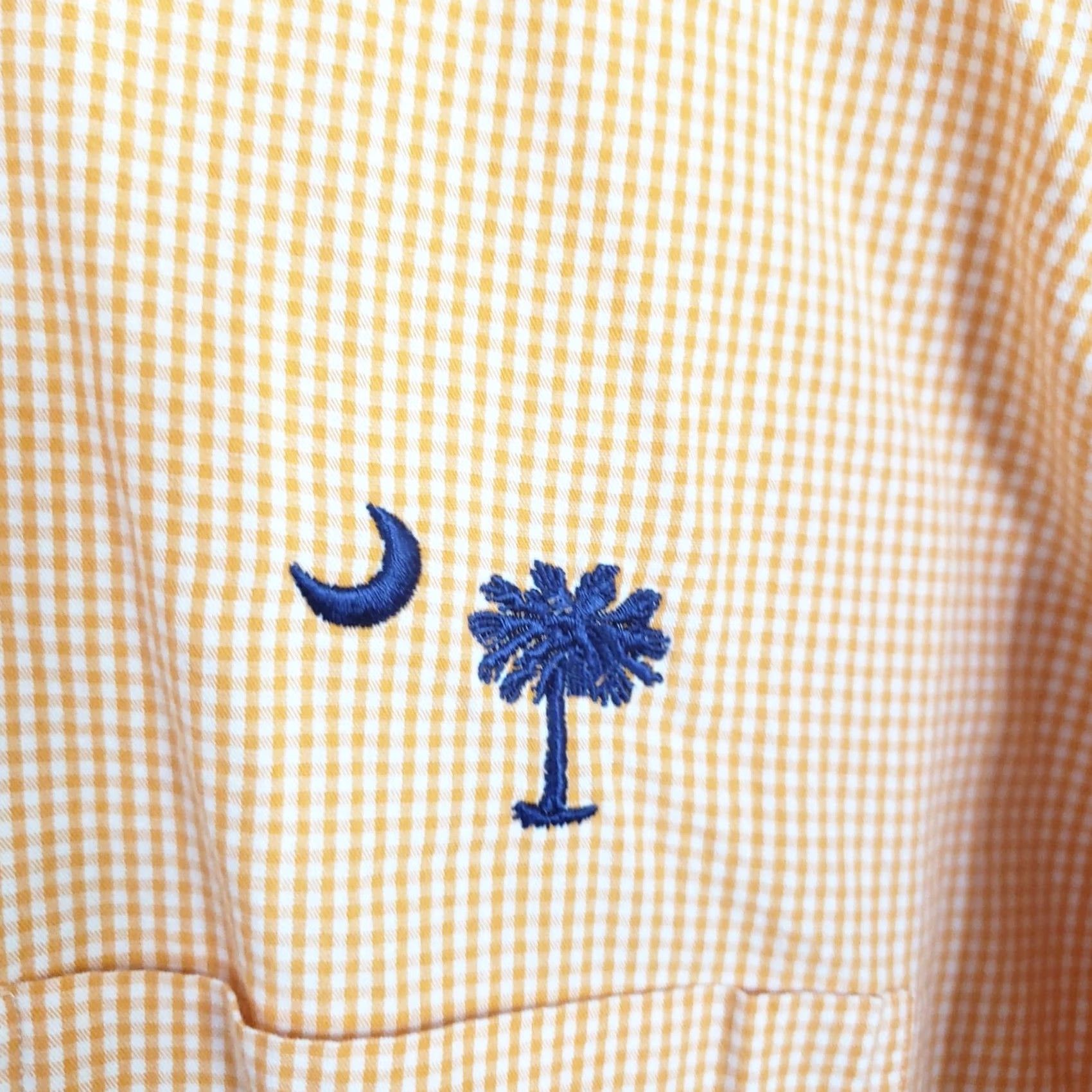 Vintage VINTAGE Ludens Dress Shirt Men L Orange Check Long Sleeve Embroidered SC Logo Button-Down Collar Shirt Size 42R - 5 Thumbnail