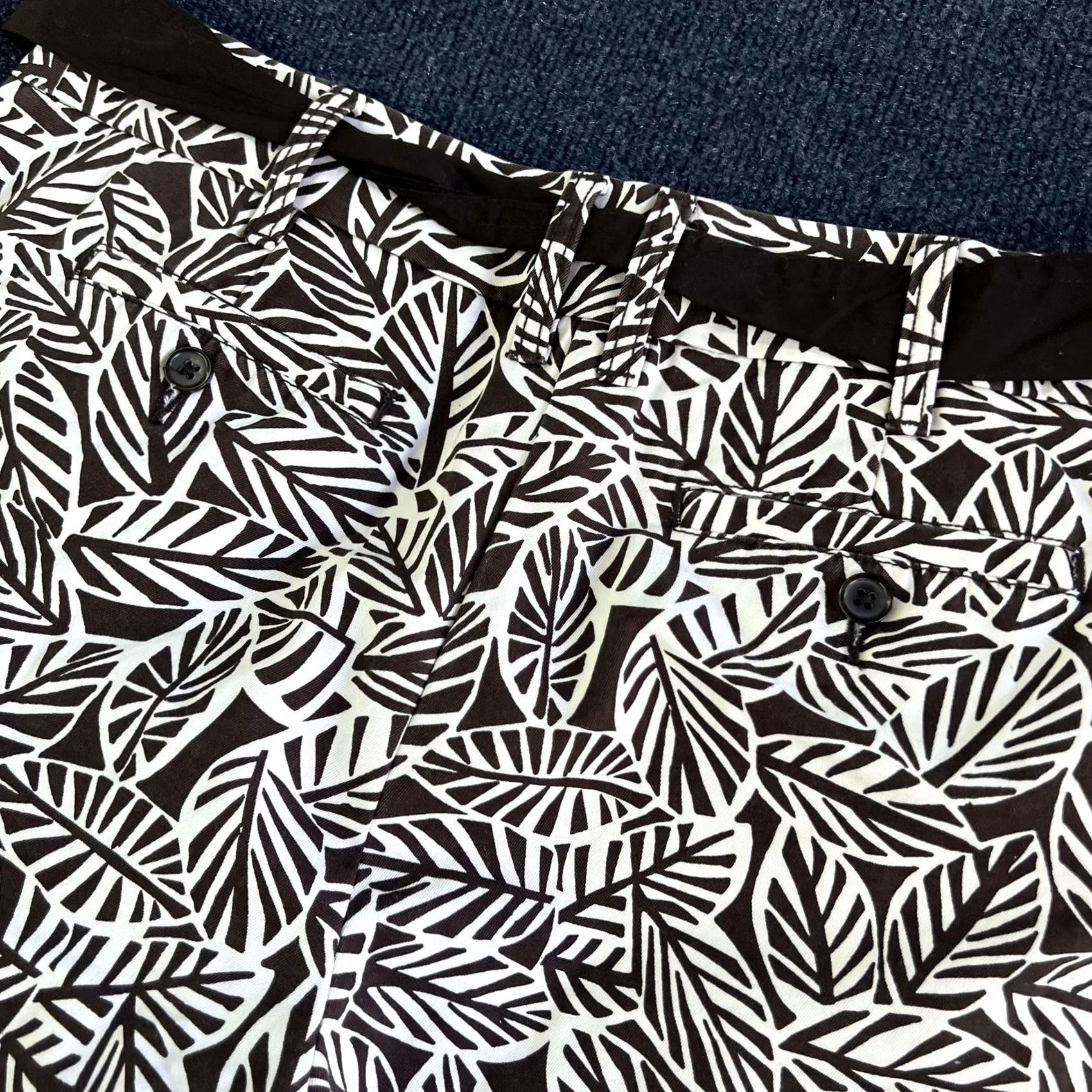 Lands' End Lands End Womens Pants 10 Brown White Leaf Print Crop Chino 100% Cotton Size 32" / US 10 / IT 46 - 4 Thumbnail