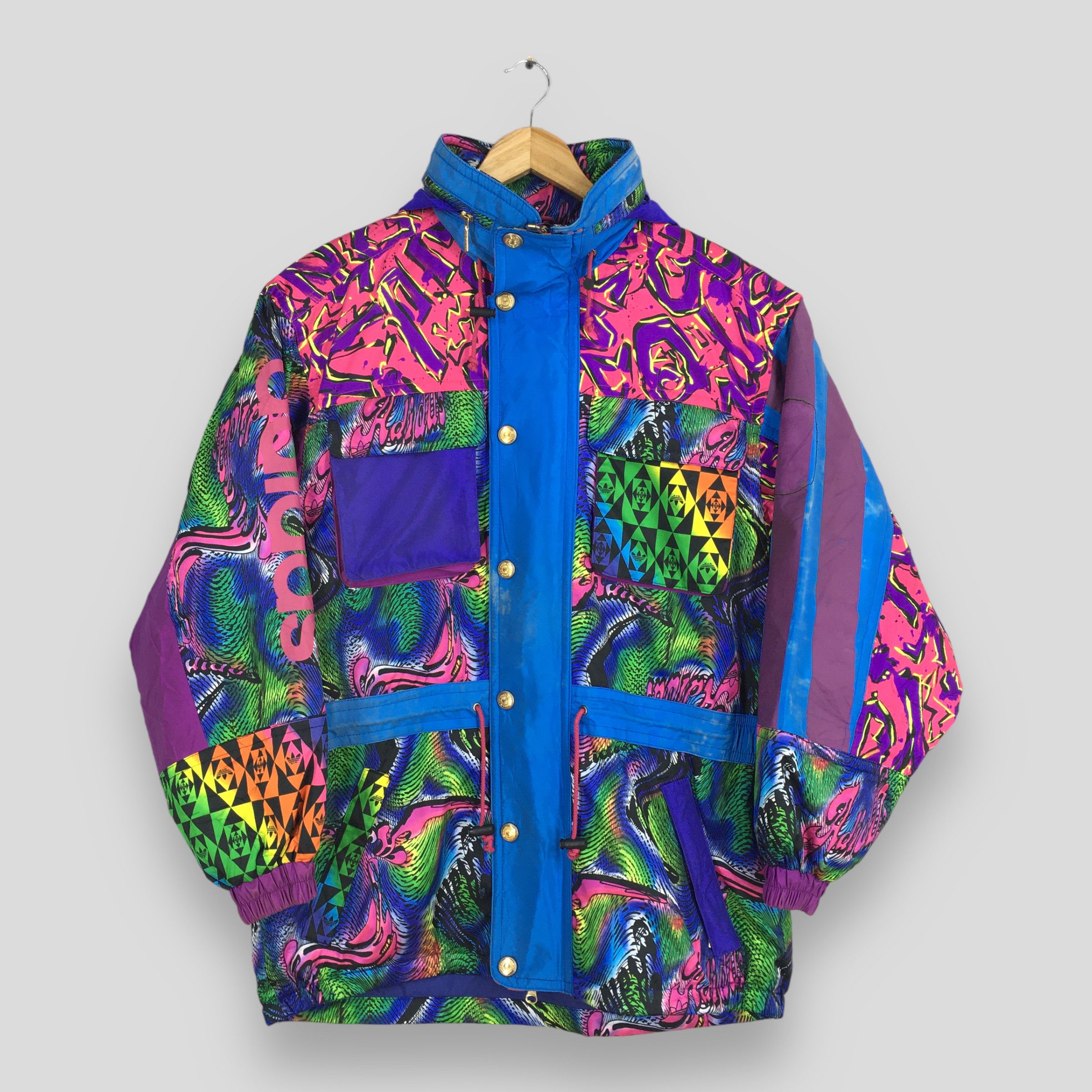 image of Vintage Adidas Trefoil Psychedelic Neon Ski Jacket Xlarge, Men's