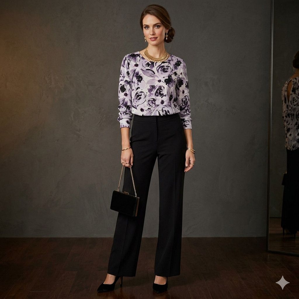Other Rose & Olive Size L Blouse Grey Purple Floral Chiffon Long Size L / US 10 / IT 46 - 13 Thumbnail