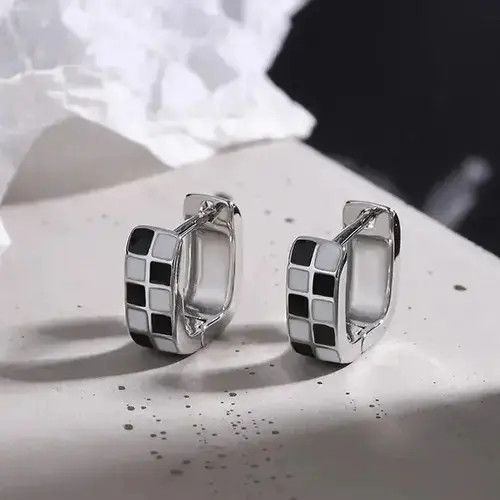 Other Black Lattice Square Shape Earrings Size ONE SIZE - 2 Thumbnail