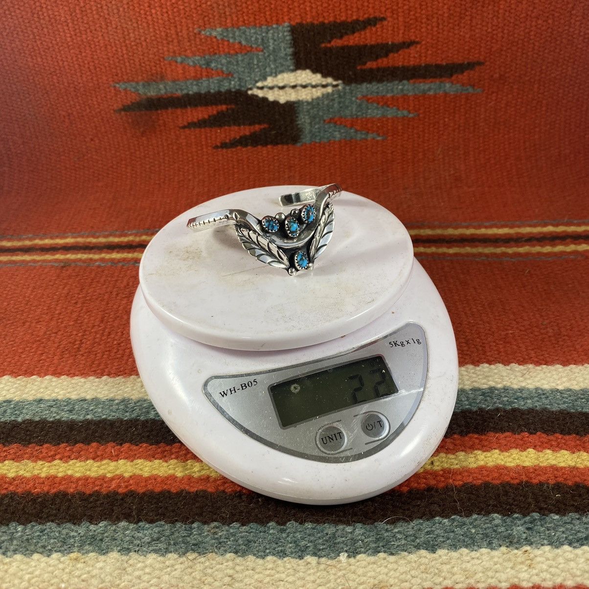 Kapital × Vintage Vtg Navajo Sterling Silver Turquoise Feather Cuff J Spencer Size ONE SIZE - 10 Thumbnail