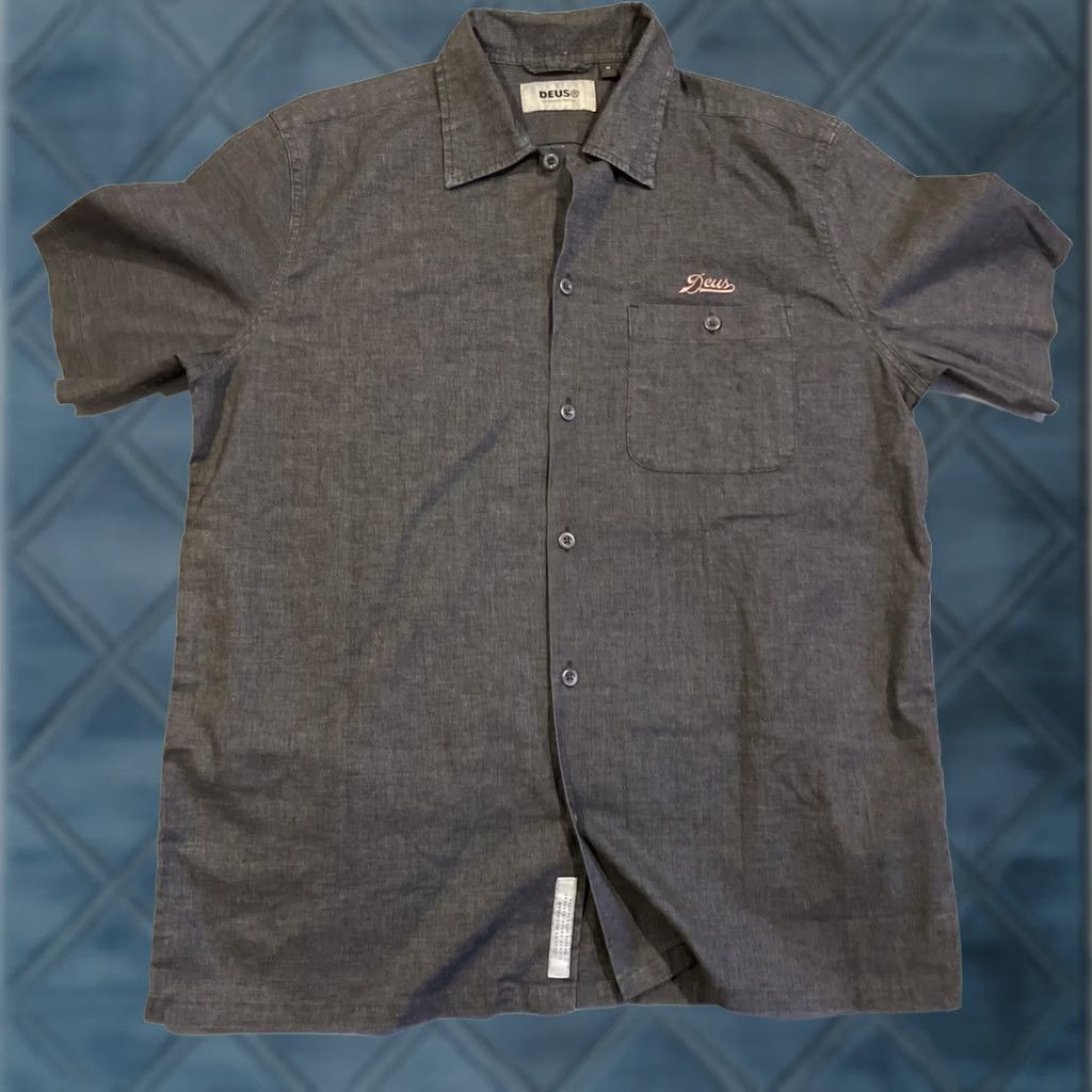 Deus Ex Machina Deus ex Machina Shirt Button-Up Short Sleeve Casual Collar Spread Floral Gray Cotton Medium Men Regular S Size US S / EU 44-46 / 1 - 1 Thumbnail