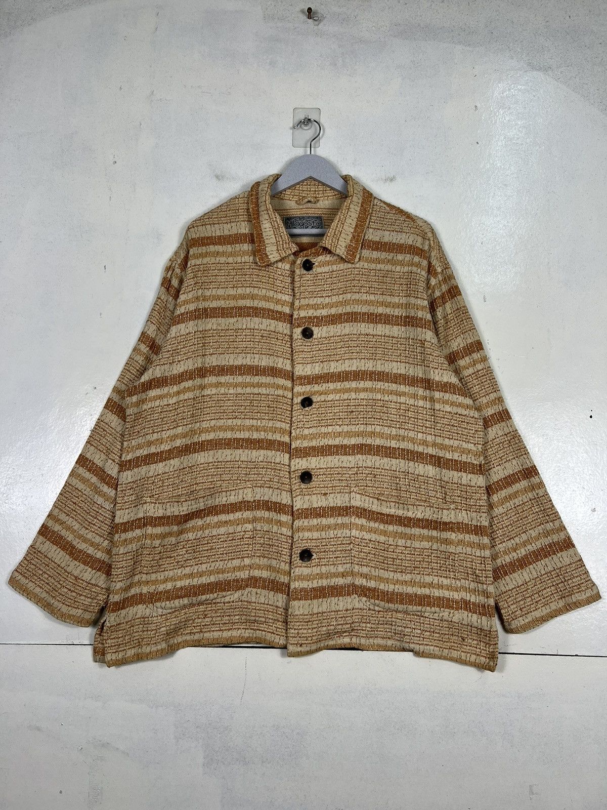 Japanese Brand 🔥 80s VINTAGE MILAGOSTA INDIA INDIGO STRIPE JACKET Size US L / EU 52-54 / 3 - 1 Thumbnail