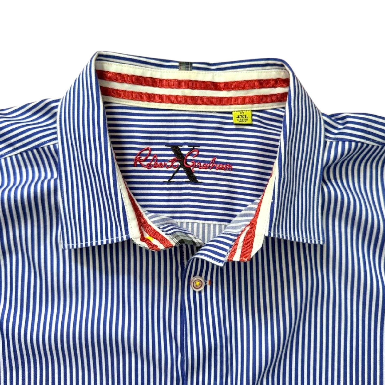 Robert Graham Robert Grahham Blue/White Shirt | Size 4XL Size US XXL / EU 58 / 5 - 3 Thumbnail