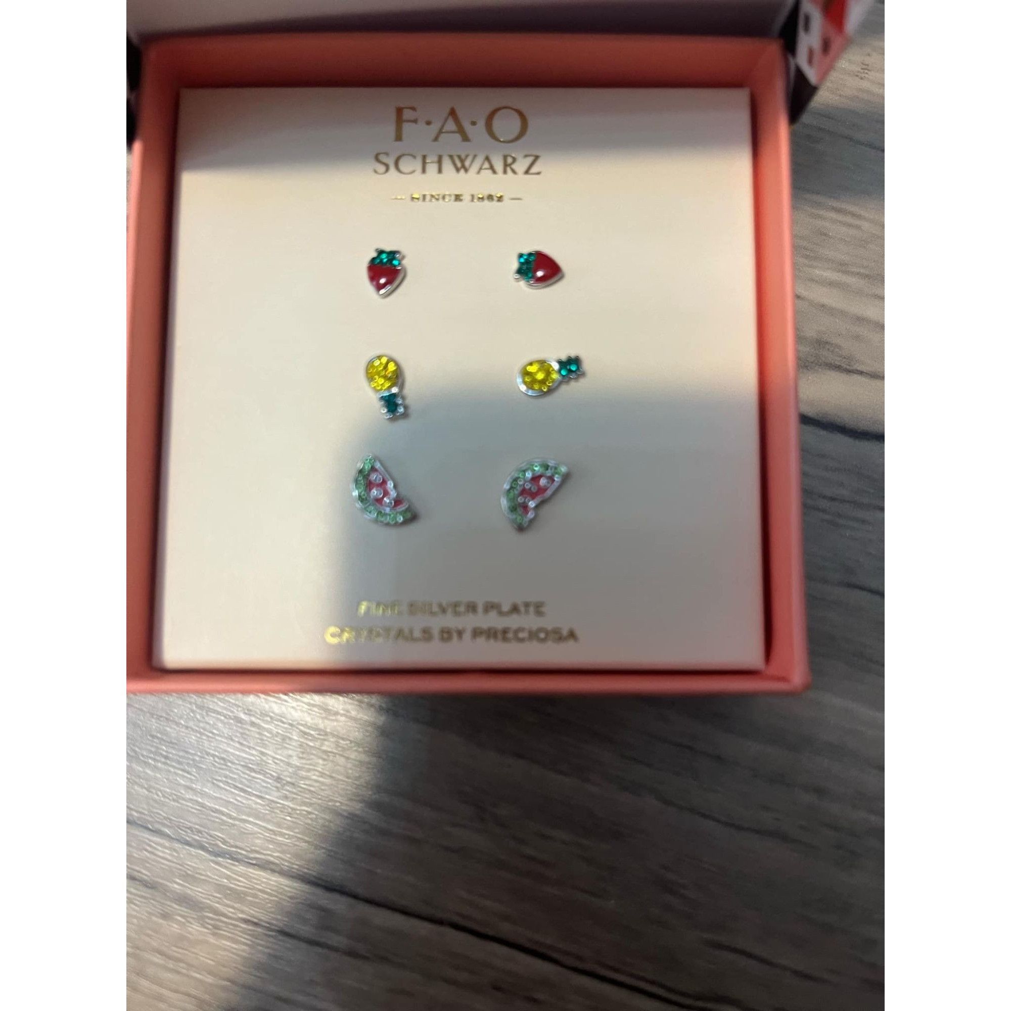 Other FAO Schwarz Fruit Stud Earrings Gift Set Crystals Silver Pla Size ONE SIZE - 3 Thumbnail