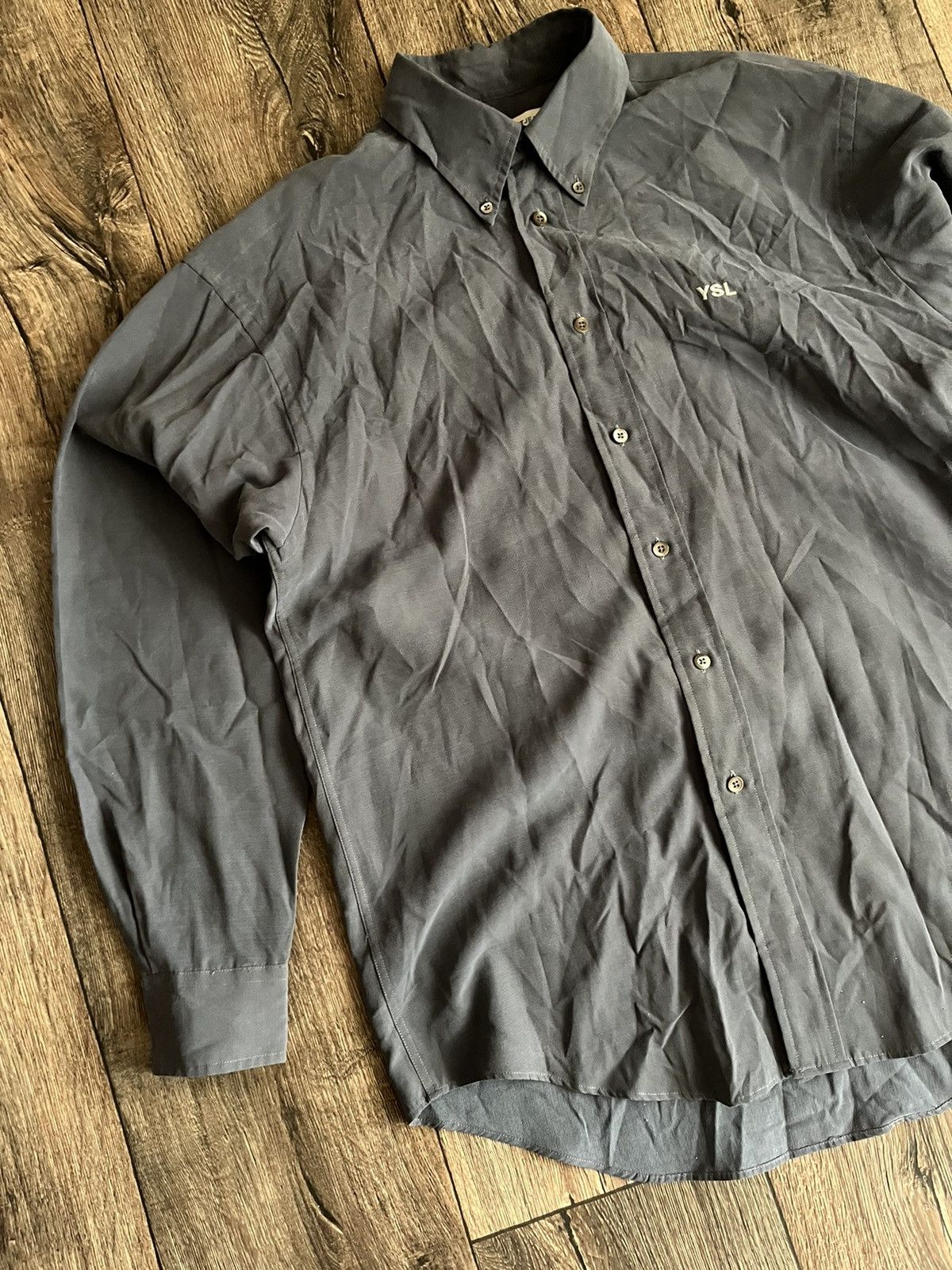 Designer × Yves Saint Laurent YVES SAINT LAURENT Vintage YSL Logo Shirt Button Ups Size US M / EU 48-50 / 2 - 3 Thumbnail