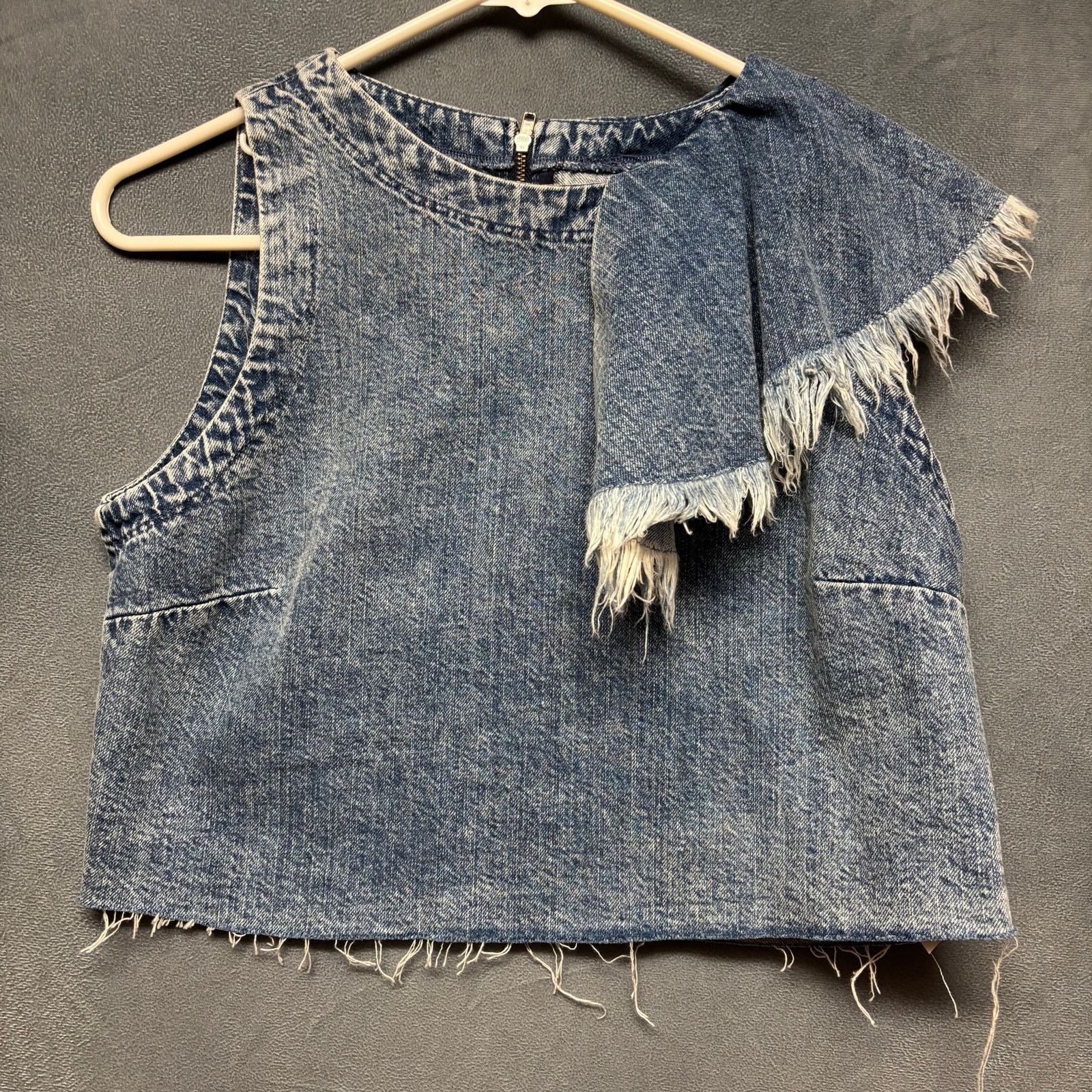 Zara Zara Trafaluc Denim Blouse Asymmetric Retro 80 Style Rock Size M / US 6-8 / IT 42-44 - 1 Thumbnail