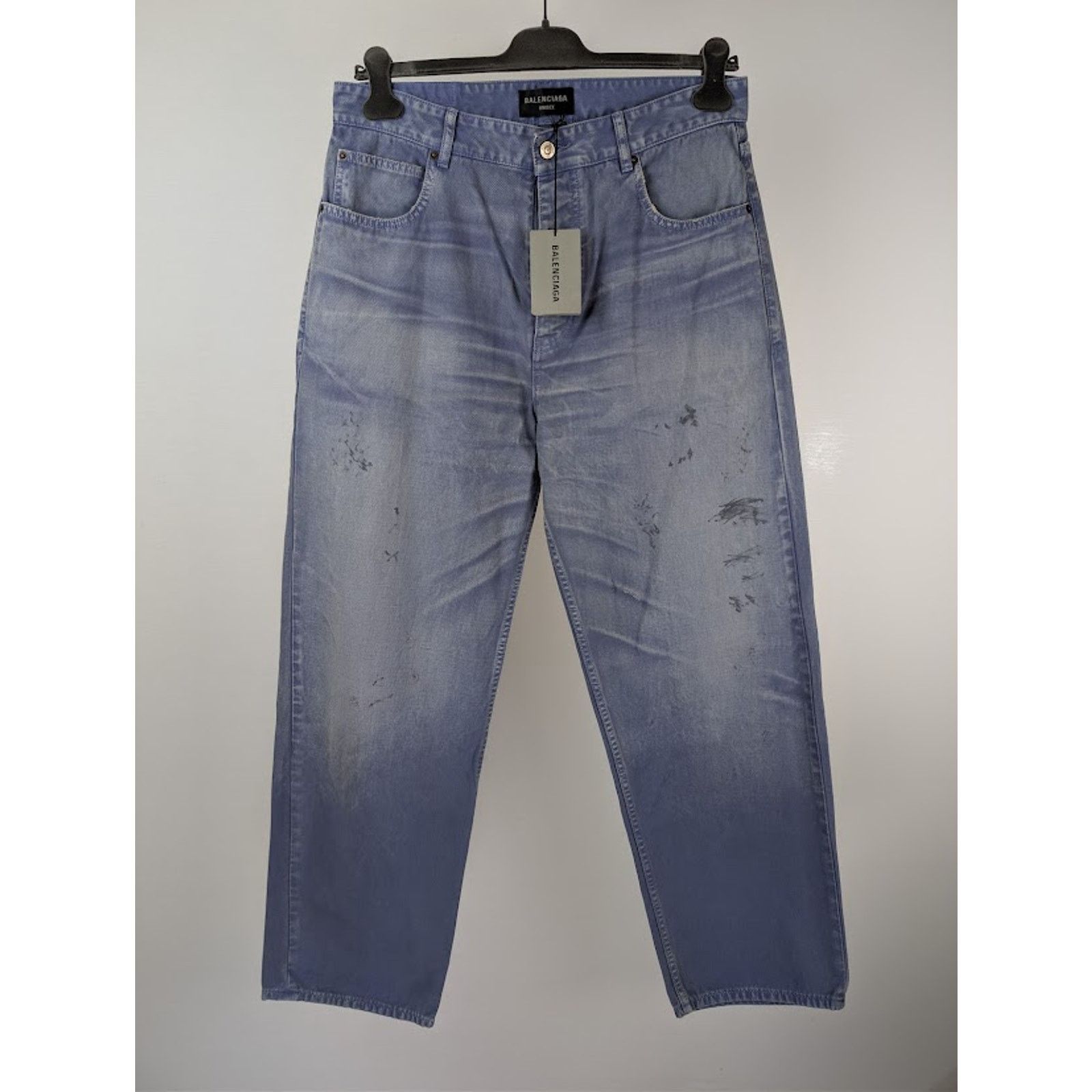 Balenciaga o1rshd1 Unisex Loose fit Jeans in Workwear Purple Size US 36 / EU 52 - 2 Thumbnail
