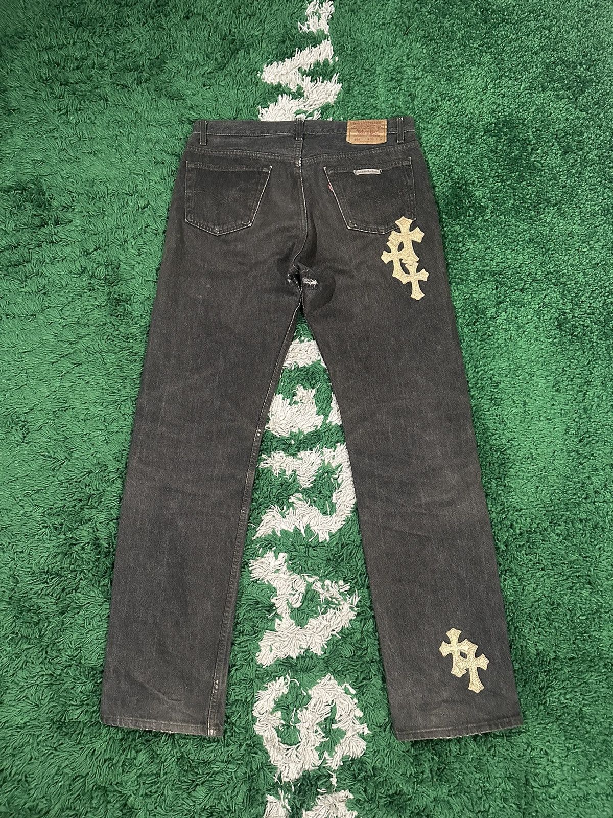 Chrome Hearts Chrome Hearts Levi’s 501 Grey Gold Patch Jeans Size US 33 - 1 Thumbnail