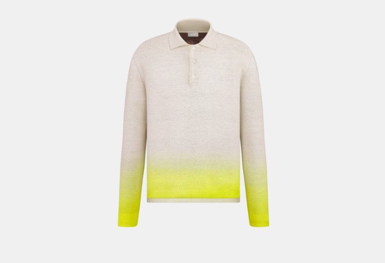 Dior × Kaws o1w1db11025 513M656 Long-Sleeved Polo Shirt in White/Yellow Size US M / EU 48-50 / 2 - 2 Thumbnail