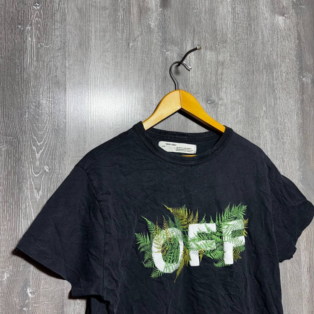 Off-White Off-White Black Leaf Embroidered Cotton Crew Neck T-Shirt M Size US S / EU 44-46 / 1 - 2 Thumbnail
