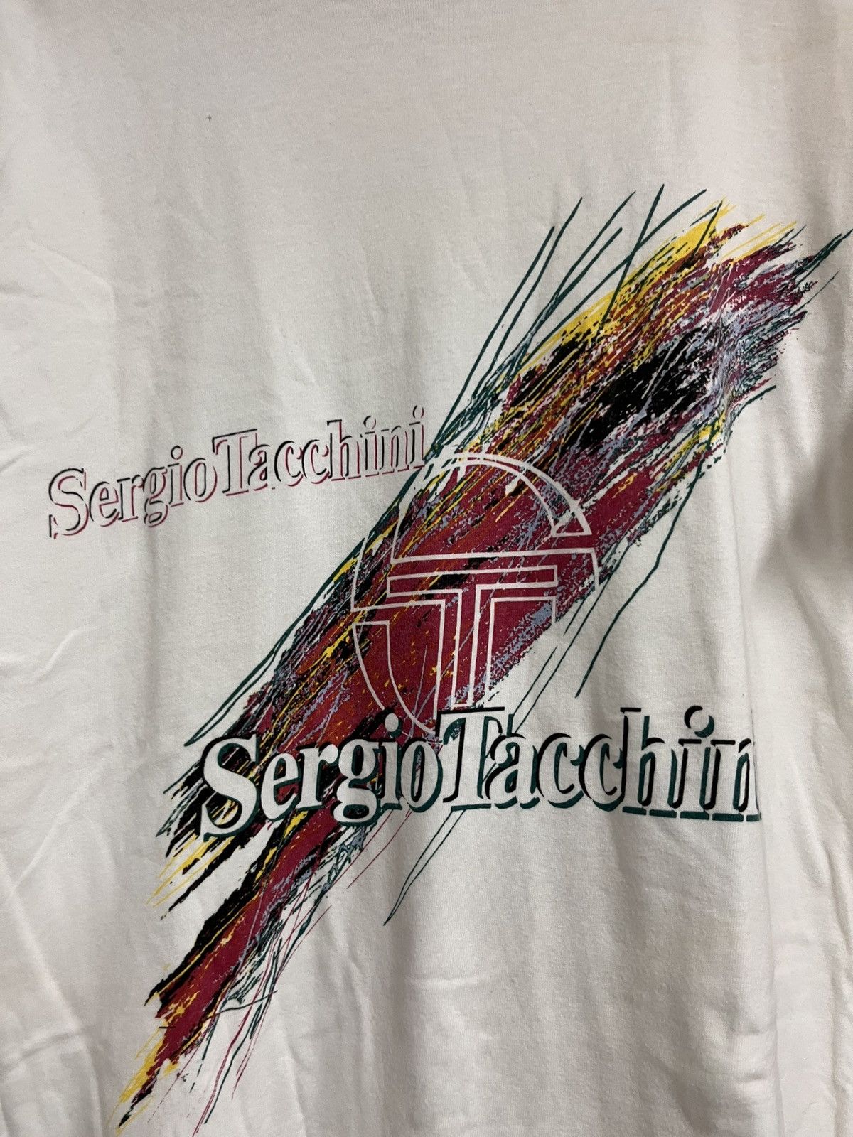 Vintage 90s Sergio Tacchini Abstract T Shirts in White, Men's (Size M) — image 2 of 6