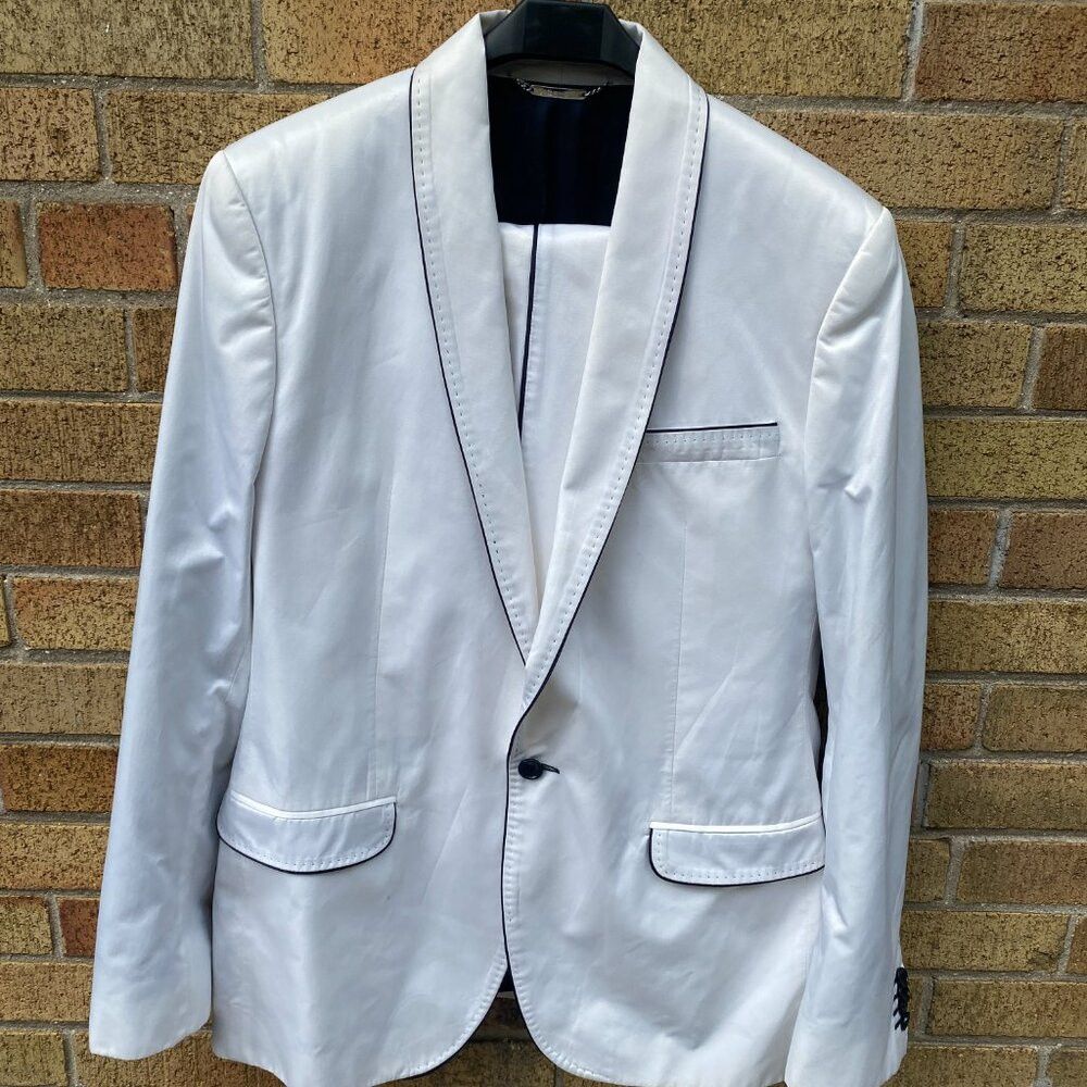 Dolce & Gabbana Dolce & Gabbana White Tuxedo Suit Jacket Wedding Suit & Pan Size 44R - 3 Thumbnail