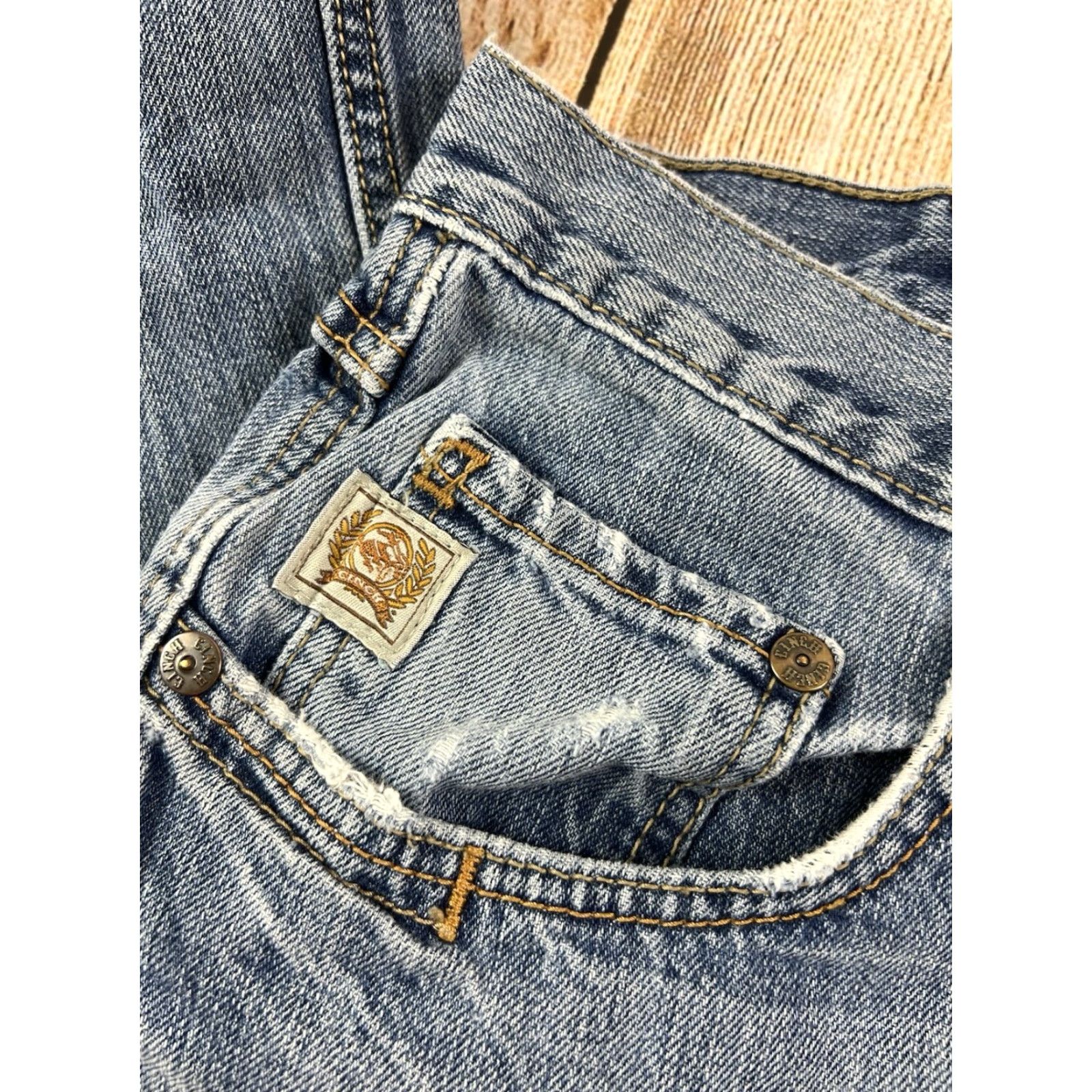 Denime Cinch Jeans Men Distress Bootcut Denim Blue 38x36 Relaxed Regular Cowboy Western Distressed Hole Knee Pockets USA Logo USA Size US 38 / EU 54 - 5 Thumbnail