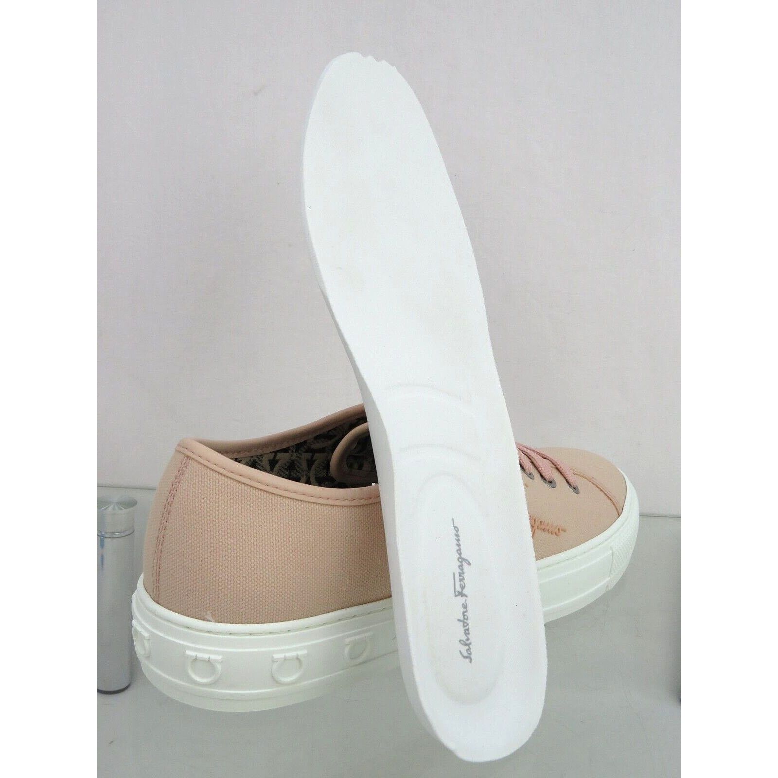 Salvatore Ferragamo MEDITERR PINK LEMONADE CANVAS LEATHER TRIM LOGO SNEAKERS 9 C Size US 9 / IT 39 - 8 Thumbnail
