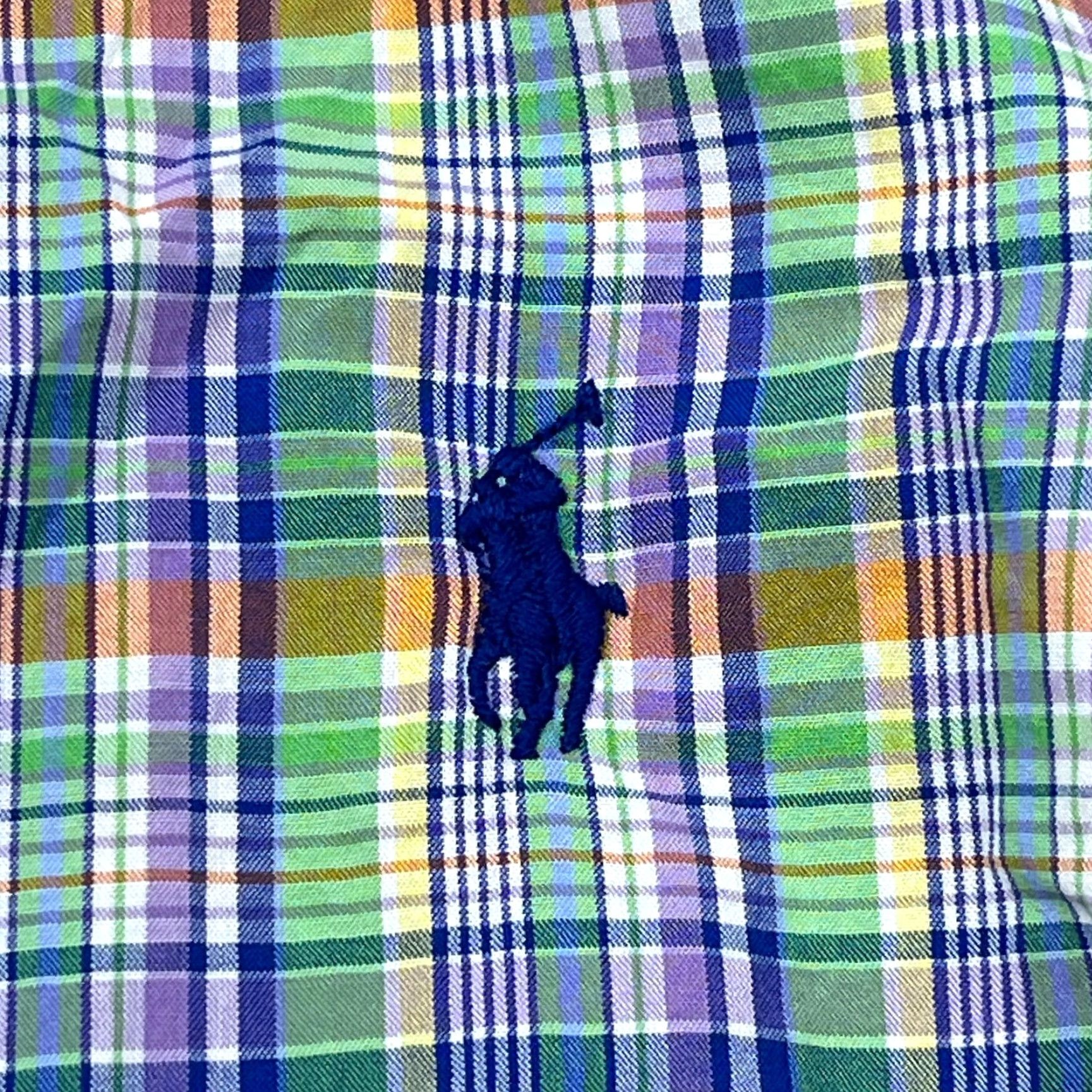 Ralph Lauren Ralph Lauren Shirt Men Medium Button Up Green Purple Multi Plaid Poplin Dress Shirt Size 40R - 4 Thumbnail