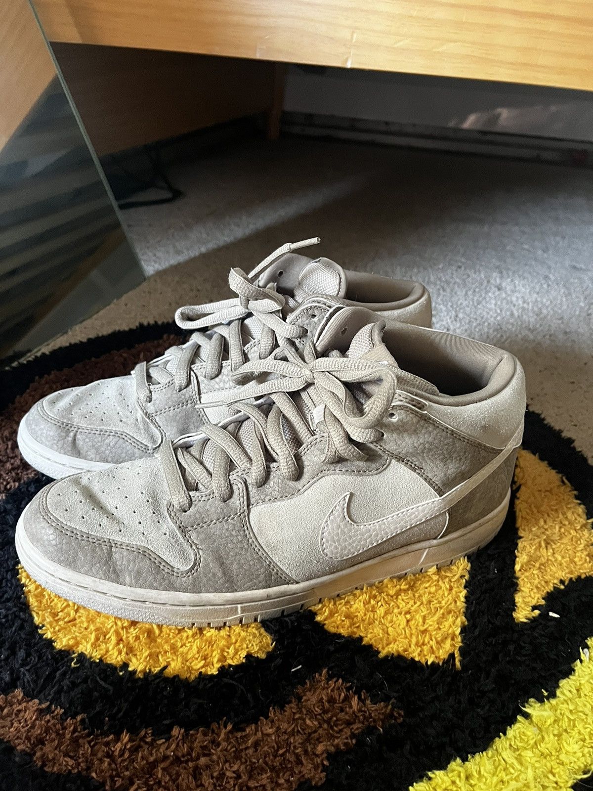 image of Nike Dunk Mid Sb “Light Stone” Shoes in Beige, Men's (Size 9.5)