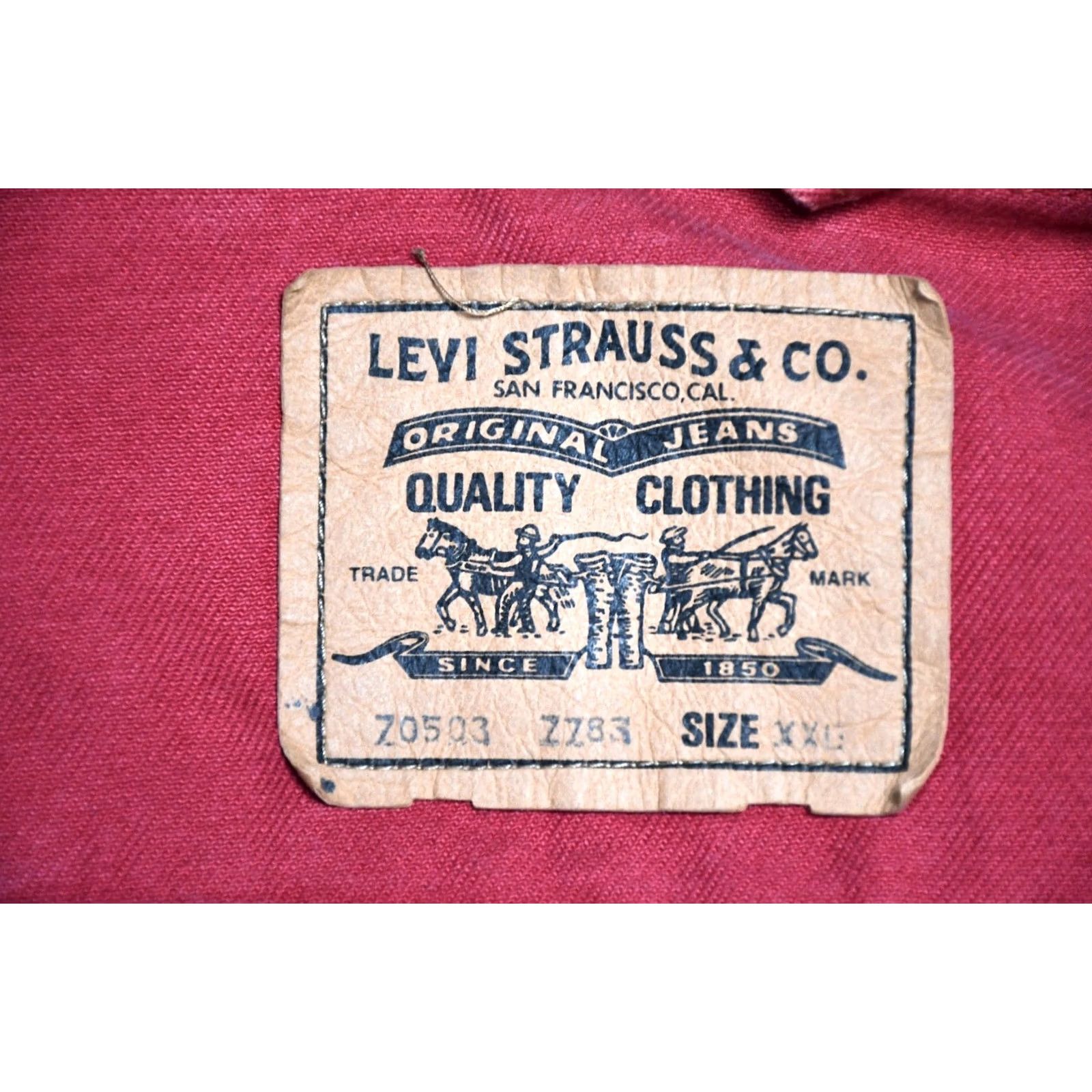 Levi's Levi's 70503-7783 Denim Jacket Black 2XL Trucker Vintage 90s Men Jacket US-Imported Croatia Burgundy Red - 6 Pockets Size US XXL / EU 58 / 5 - 7 Thumbnail