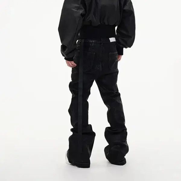 VIBE Street Vintage Rock Brushed Wax Coated Micro Flare Y2K Jeans Size US 34 / EU 50 - 3 Thumbnail