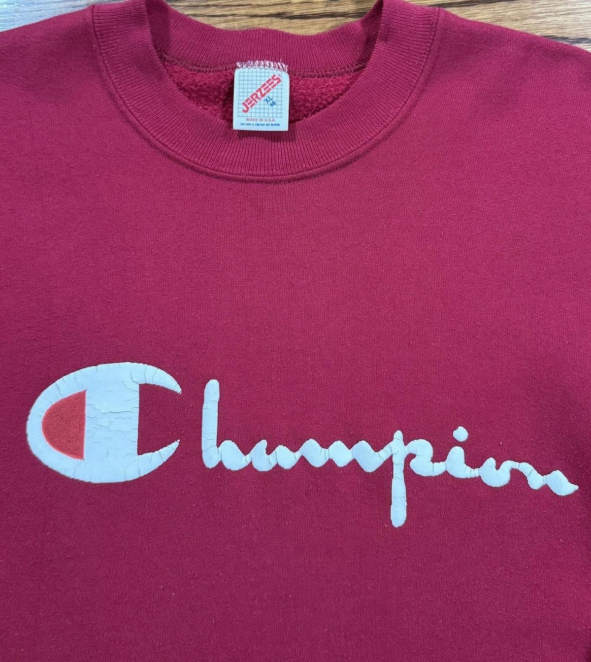 Champion Vintage Bootleg Champion Spell Out Burgundy Sweatshirt XL Size US XL / EU 56 / 4 - 2 Thumbnail
