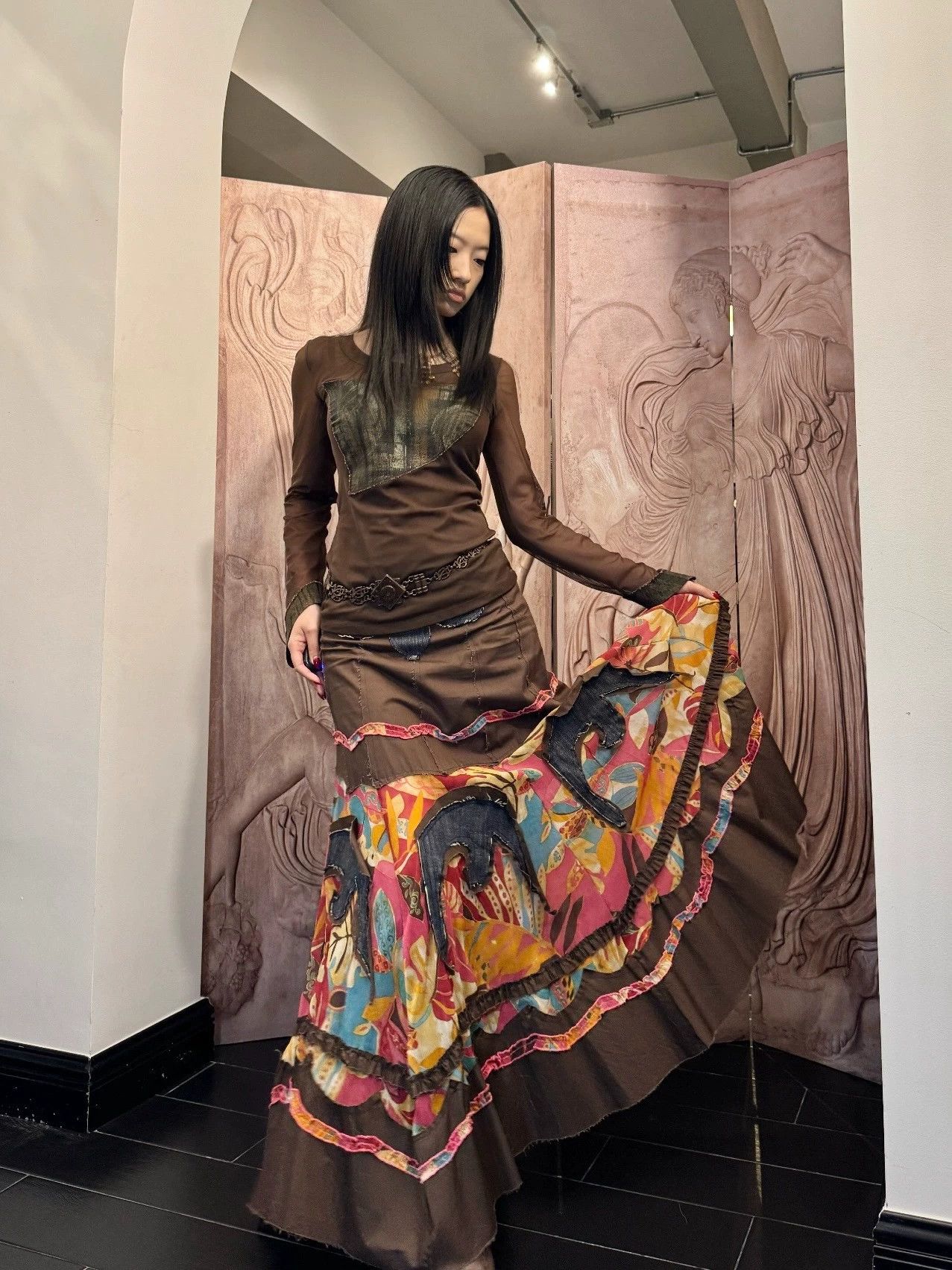 Other Vintage Italian Collage Print Flared Skirt Size S Size 26" / US 2 / IT 38 - 1 Thumbnail