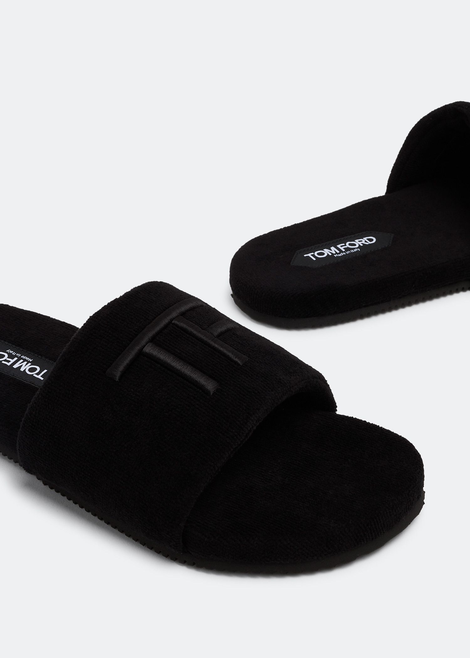Tom Ford o1loc1c0824 J1376 Informal Velvet Slides in Black Size US 9 / EU 42 - 2 Thumbnail