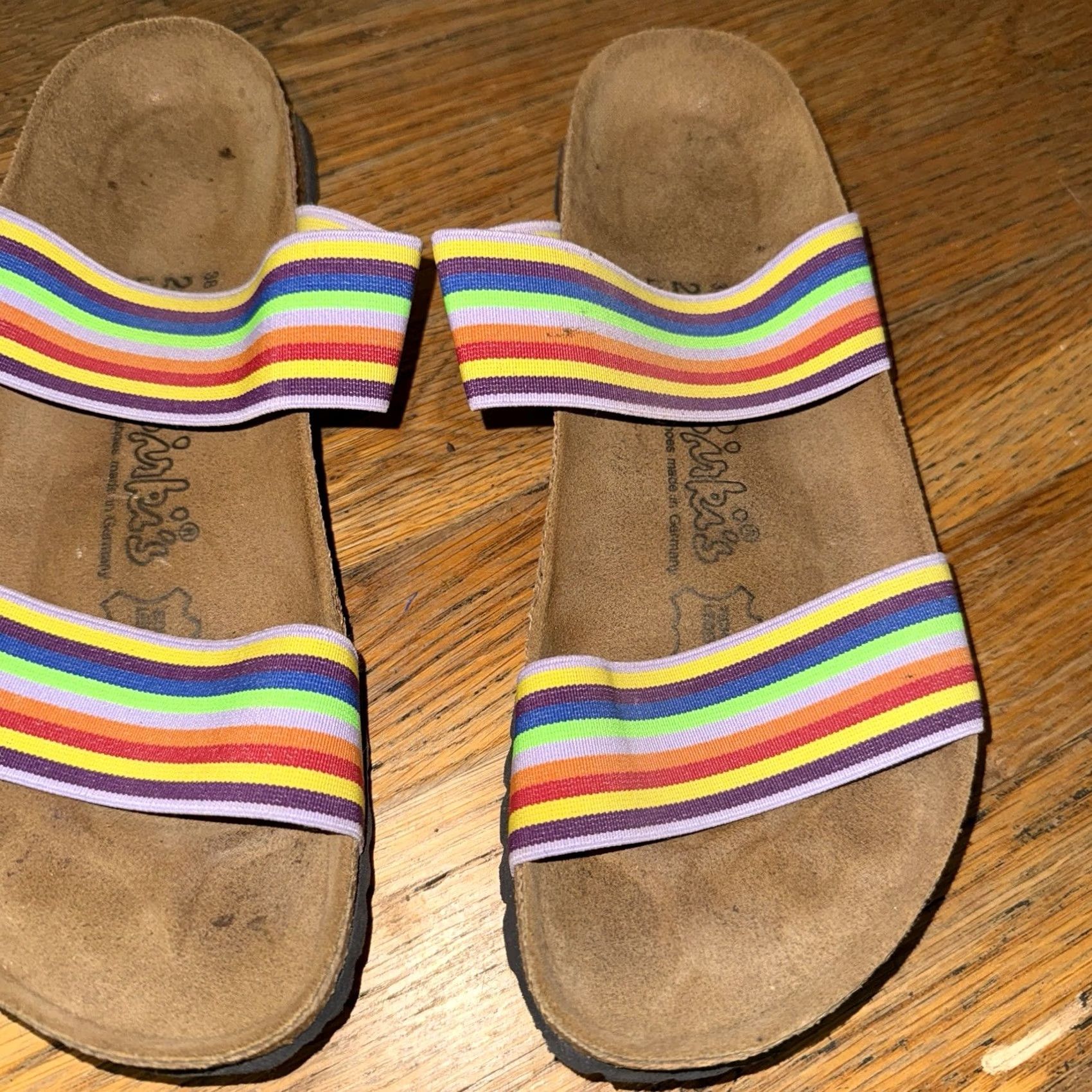 Birkenstock Birki’s Birkenstock Womens Sandal Curacao II Stretch Rainbow Slip On 7 Multicolor Striped Slip-On夏 Size US 7 / IT 37 - 4 Thumbnail