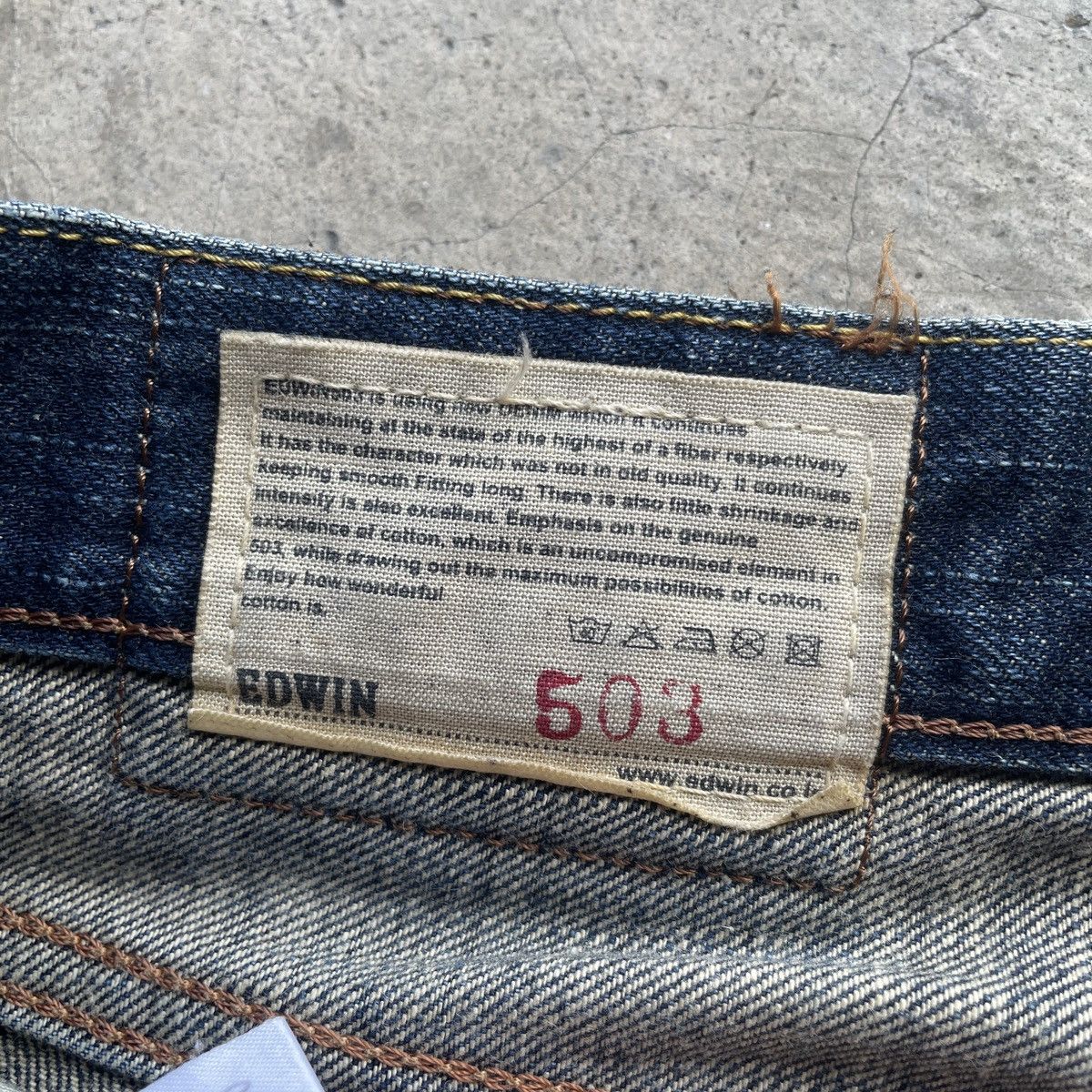 Edwin × Jean × Vintage Vintage Edwin 503 Faded Ripped Denim Jeans Pants Distressed Size US 34 / EU 50 - 7 Thumbnail