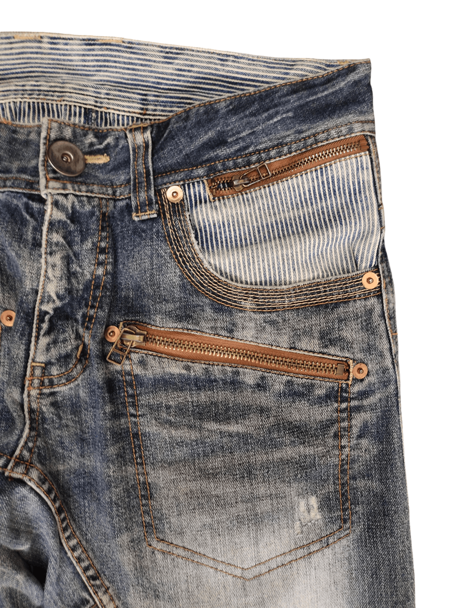 Comme des Garcons × Undercover Made In Heaven Distress Spiral Cut Denim Jean Y2k Streetwear Size US 33 - 3 Thumbnail