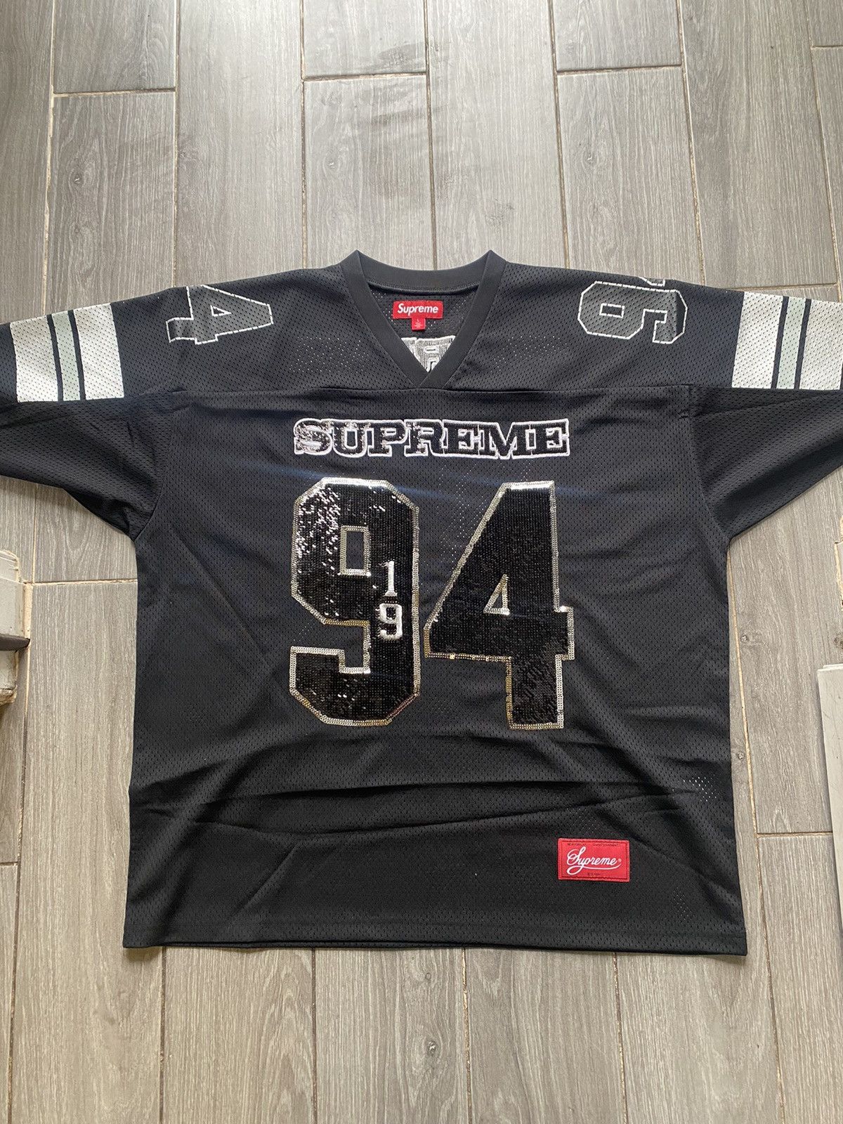 Supreme Supreme Sequin Football Jersey Black Size Large