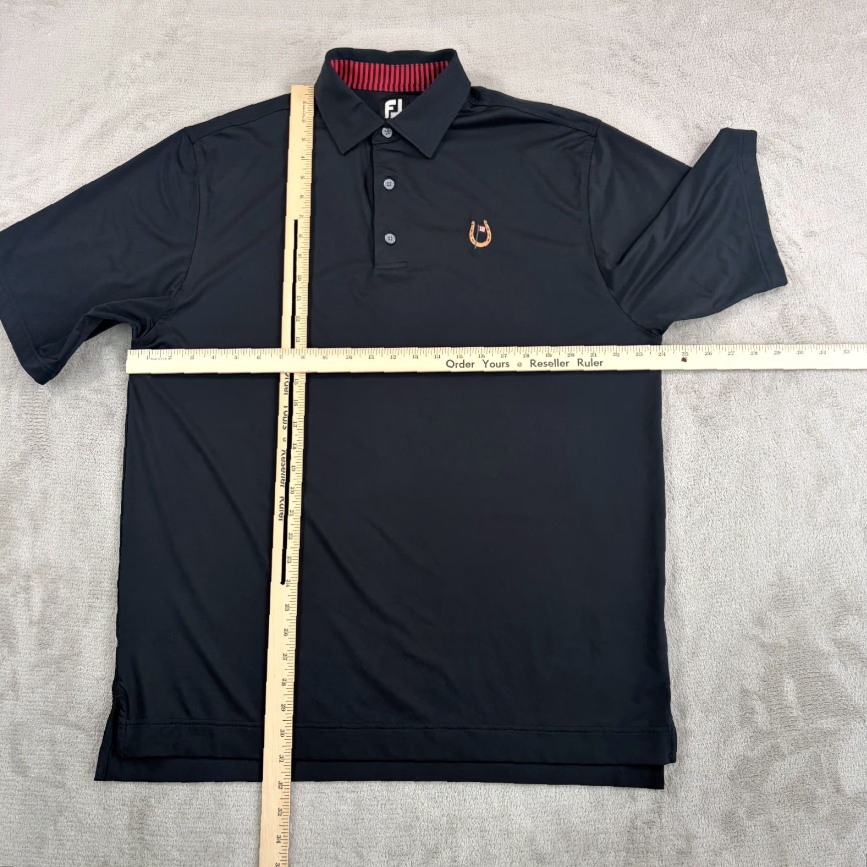 Footjoy FootJoy x Golden Horseshoe Golf Club Performance Polo Shirt Black L Mens Short Sleeve Logo Polo Summer Spring golf regular fit Size US L / EU 52-54 / 3 - 5 Thumbnail