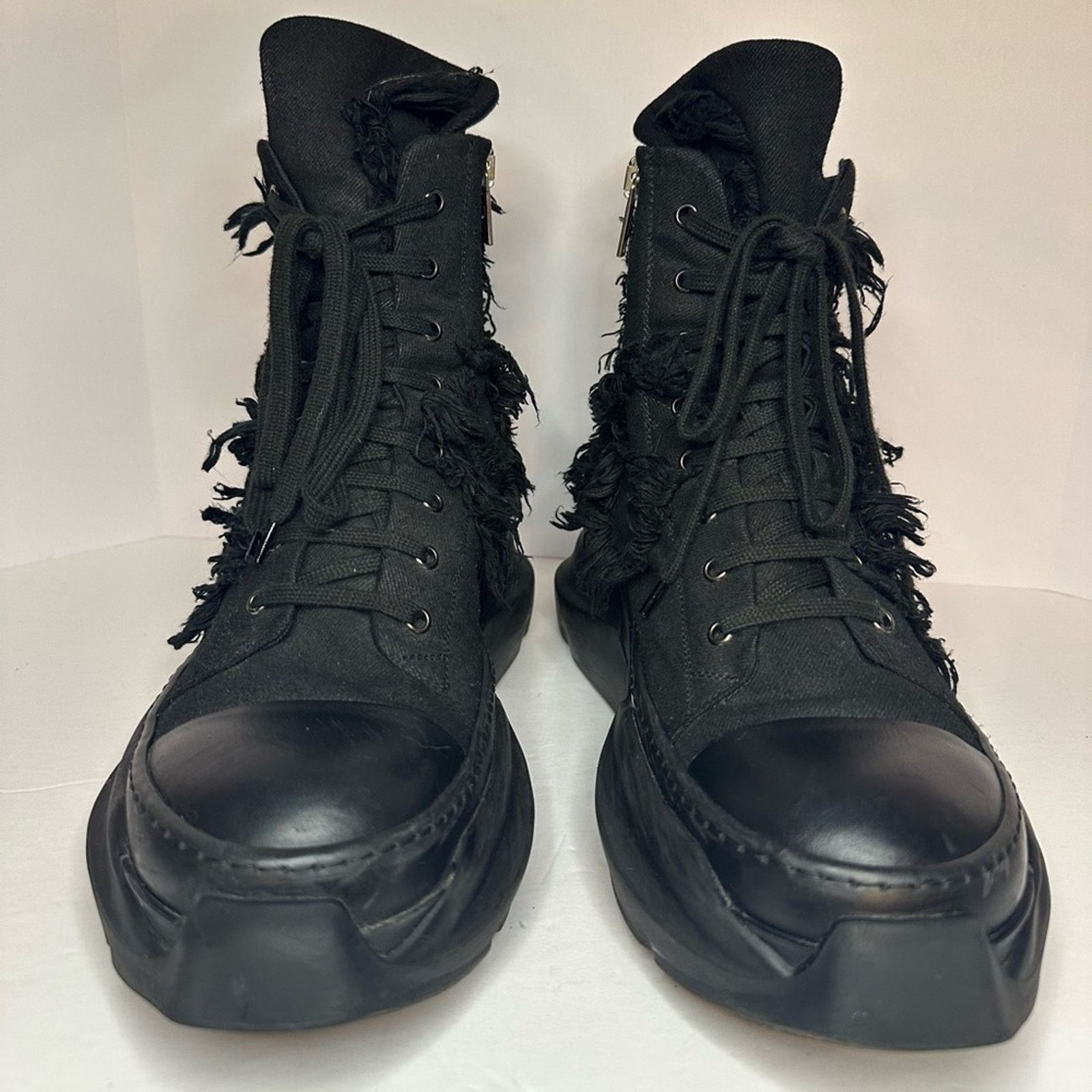 Rick Owens × Rick Owens Drkshdw Gethsemane High-Top Sneakers EU 45 Distressed Abstract Denim Size US 12 / EU 45 - 3 Thumbnail