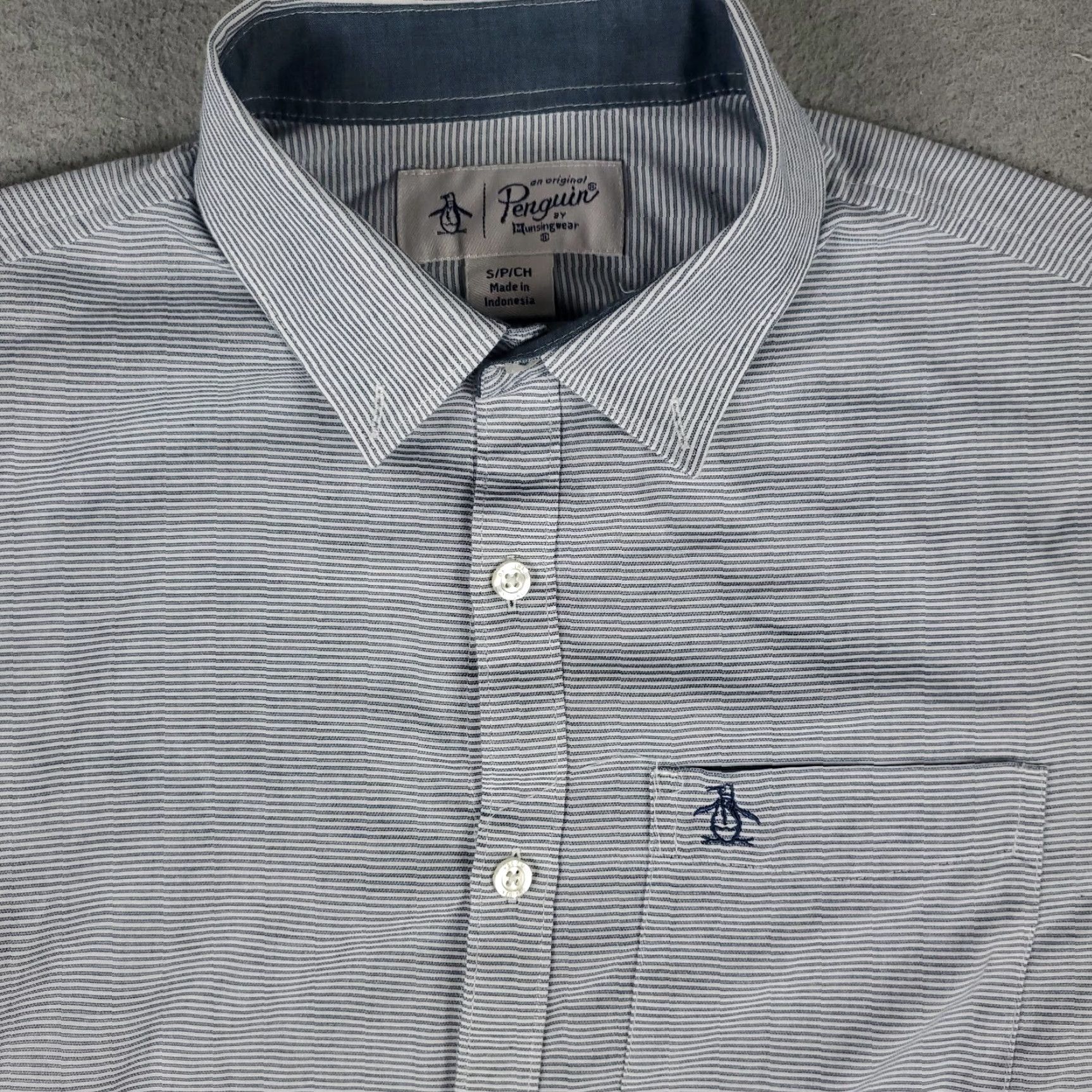 Original Penguin VINTAGE Original Penguin Men's Button-Up Shirt Short Sleeve Blue Striped Casual Office Officewear Small Size US S / EU 44-46 / 1 - 2 Thumbnail