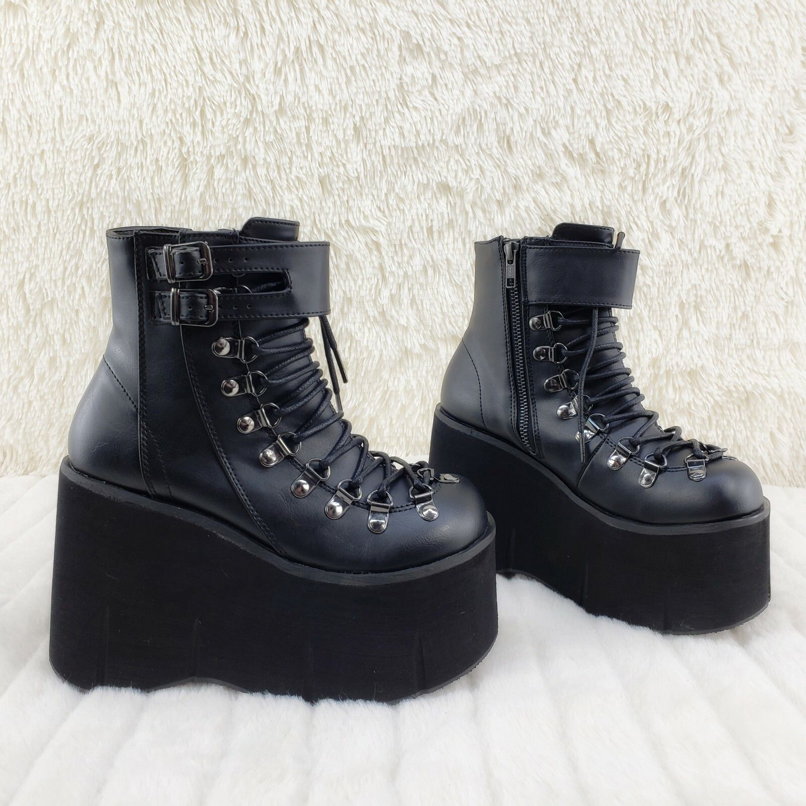 Demonia Cult DEMONIA Kera 21 Black Ankle Boot 4.5" Platform Cuff Straps G Size US 11 / IT 41 - 2 Thumbnail
