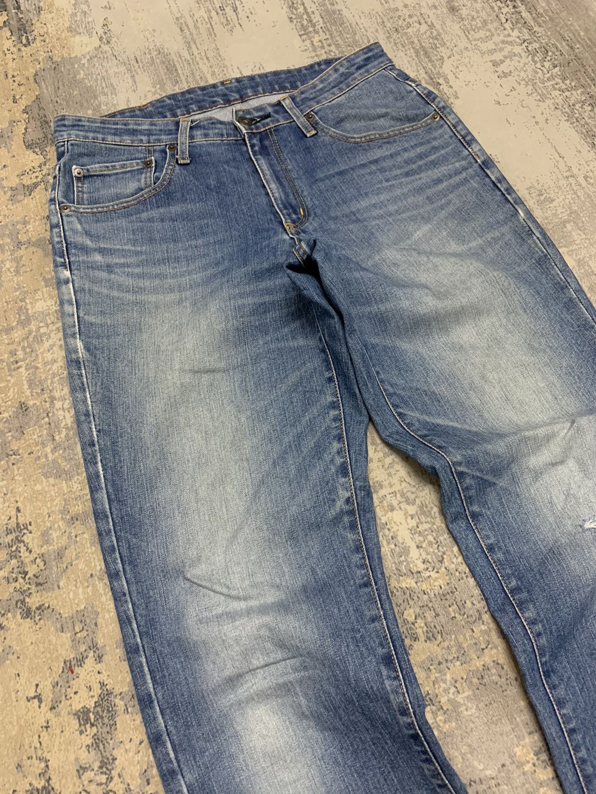 Japanese Brand Vintage Edwin Japanese Distressed Straight Fit Jeans Size US 32 / EU 48 - 2 Thumbnail