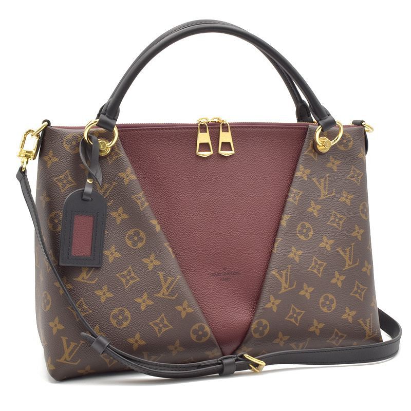 image of Louis Vuitton V Tote Mm Monogram Bordeaux Shoulder Bag in Brown, Women's