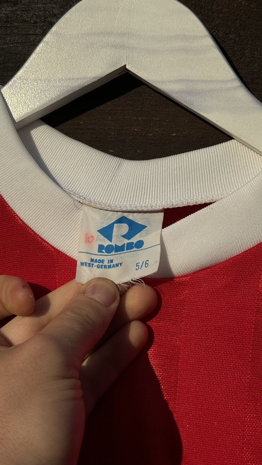Vintage 1970’s -1980’s Made in West Germany Rombo red soccer jersey Size US M / EU 48-50 / 2 - 5 Thumbnail