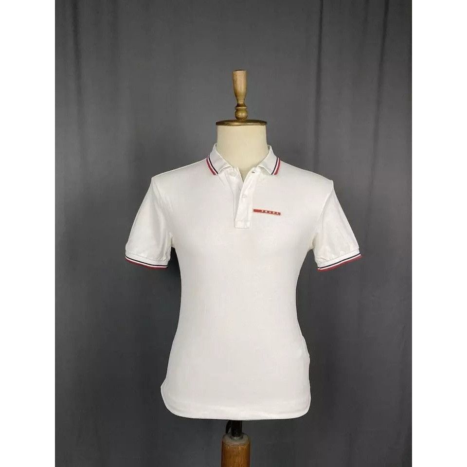 Prada Prada Red Tab Luxury Men's White Polo T-Shirt Size L Size US L / EU 52-54 / 3 - 3 Thumbnail