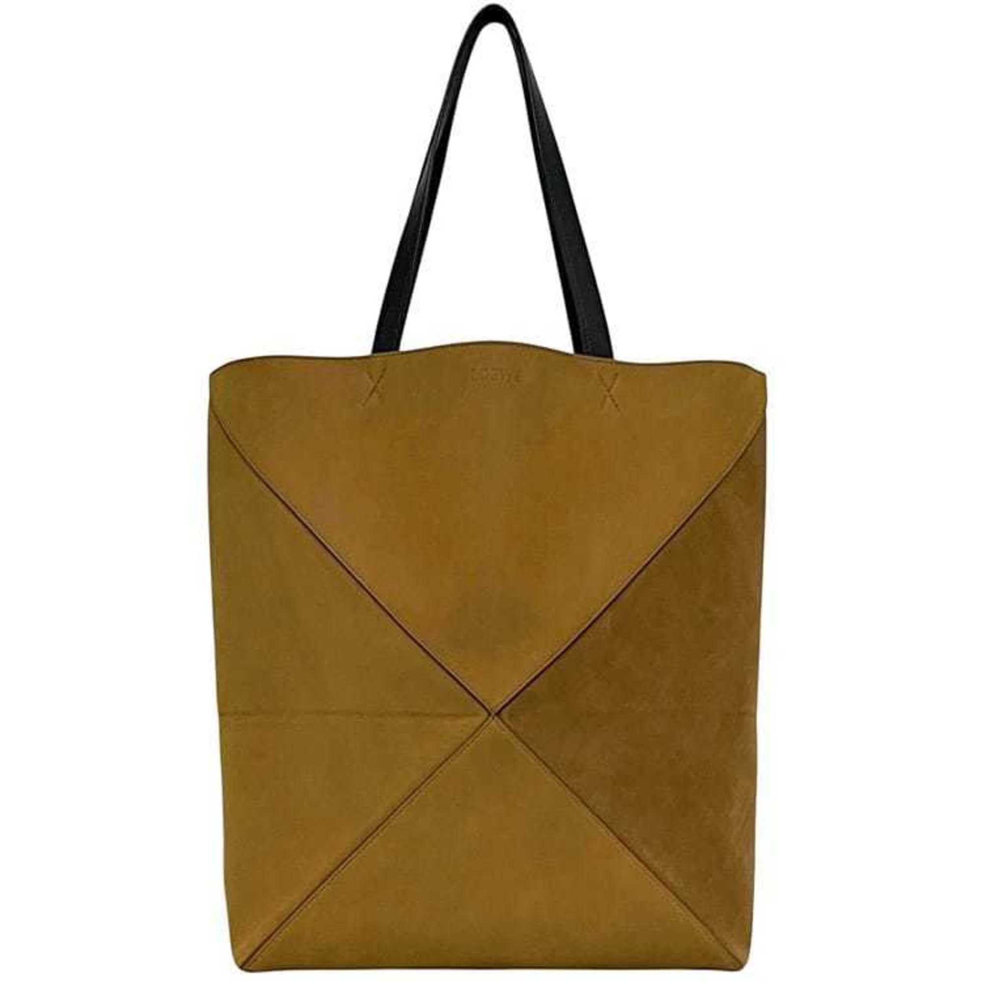 Loewe Fold Tote XL f-24493 Brown Puzzle B933Q18X01 Suede Leather 052417 LOEWE Engraved Foldable Bag for Men and Women