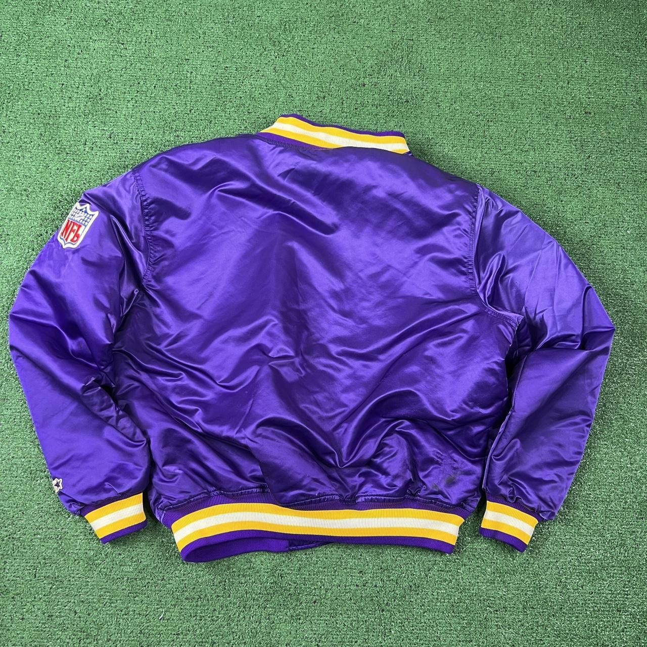 Starter × Vintage VINTAGE 80s Starter Minnesota Vikings Satin Bomber Jacket XL Size US XL / EU 56 / 4 - 4 Thumbnail