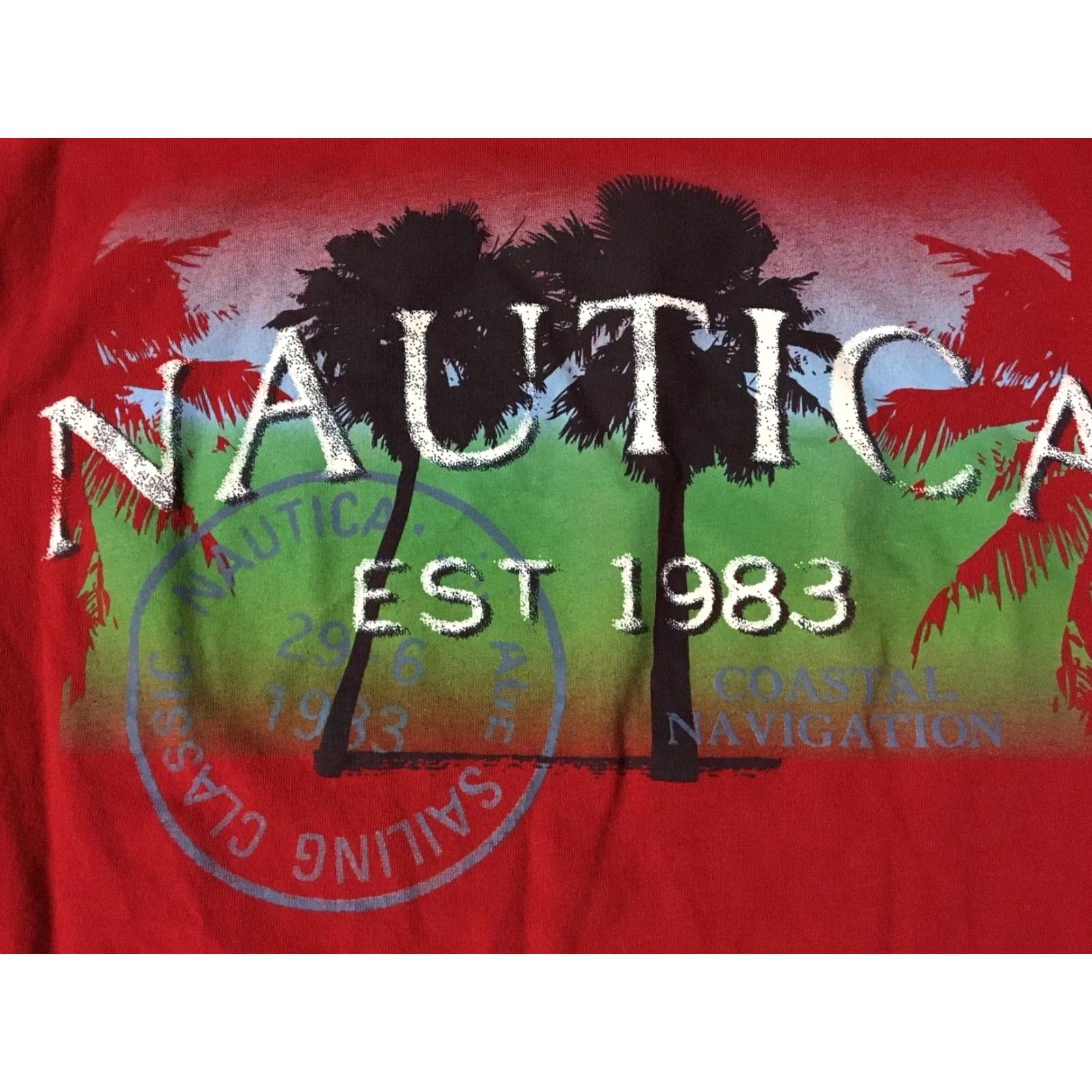 Nautica VINTAGE Nautica Sailing Shirt M Competition Fishing 90s Ocean Beach Boat Nautical Shirt Mens Red Navy blue etc Size US M / EU 48-50 / 2 - 3 Thumbnail