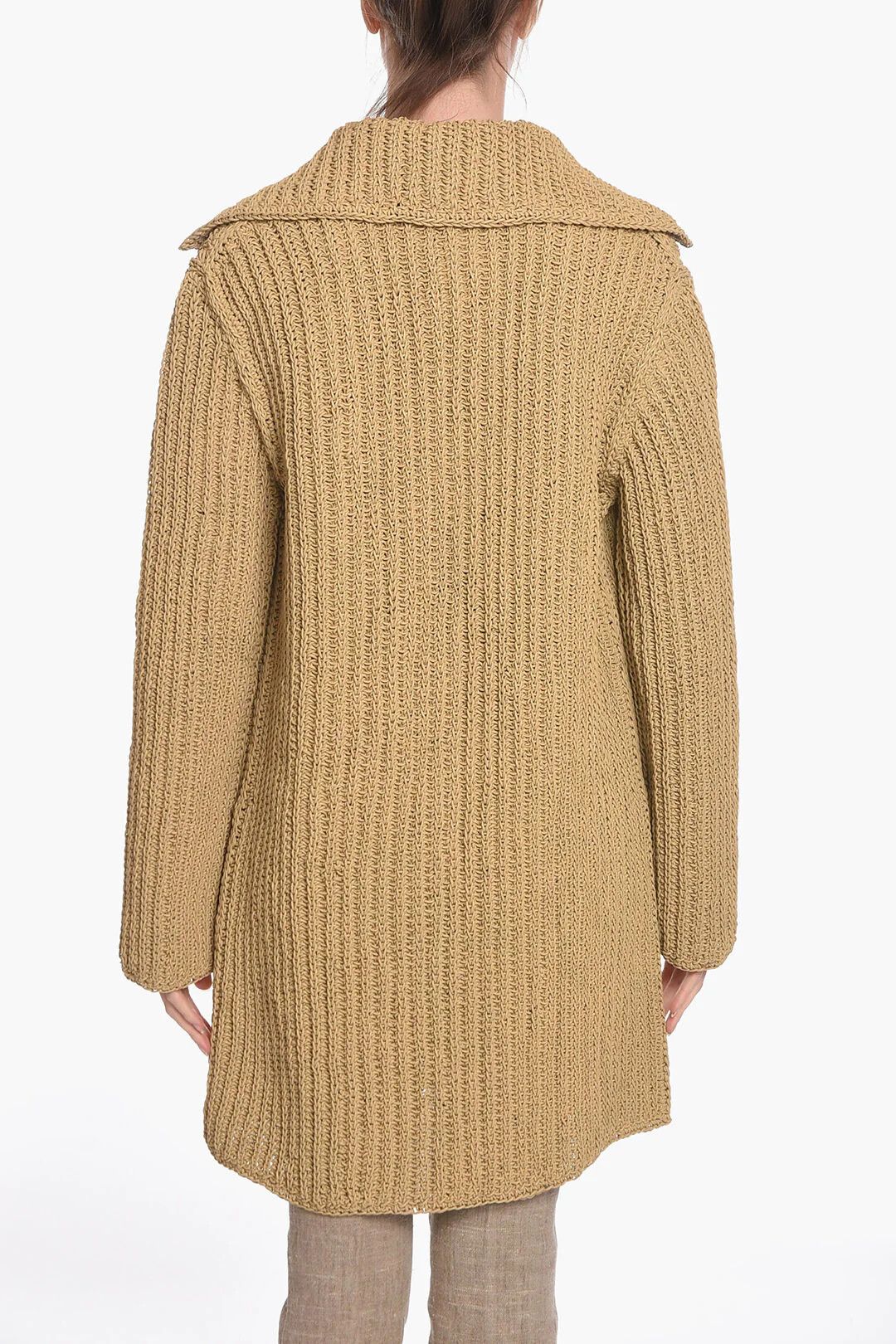 Bottega Veneta og1mm0426 Leather-Knit Coat in Beige Size S / US 4 / IT 40 - 2 Thumbnail