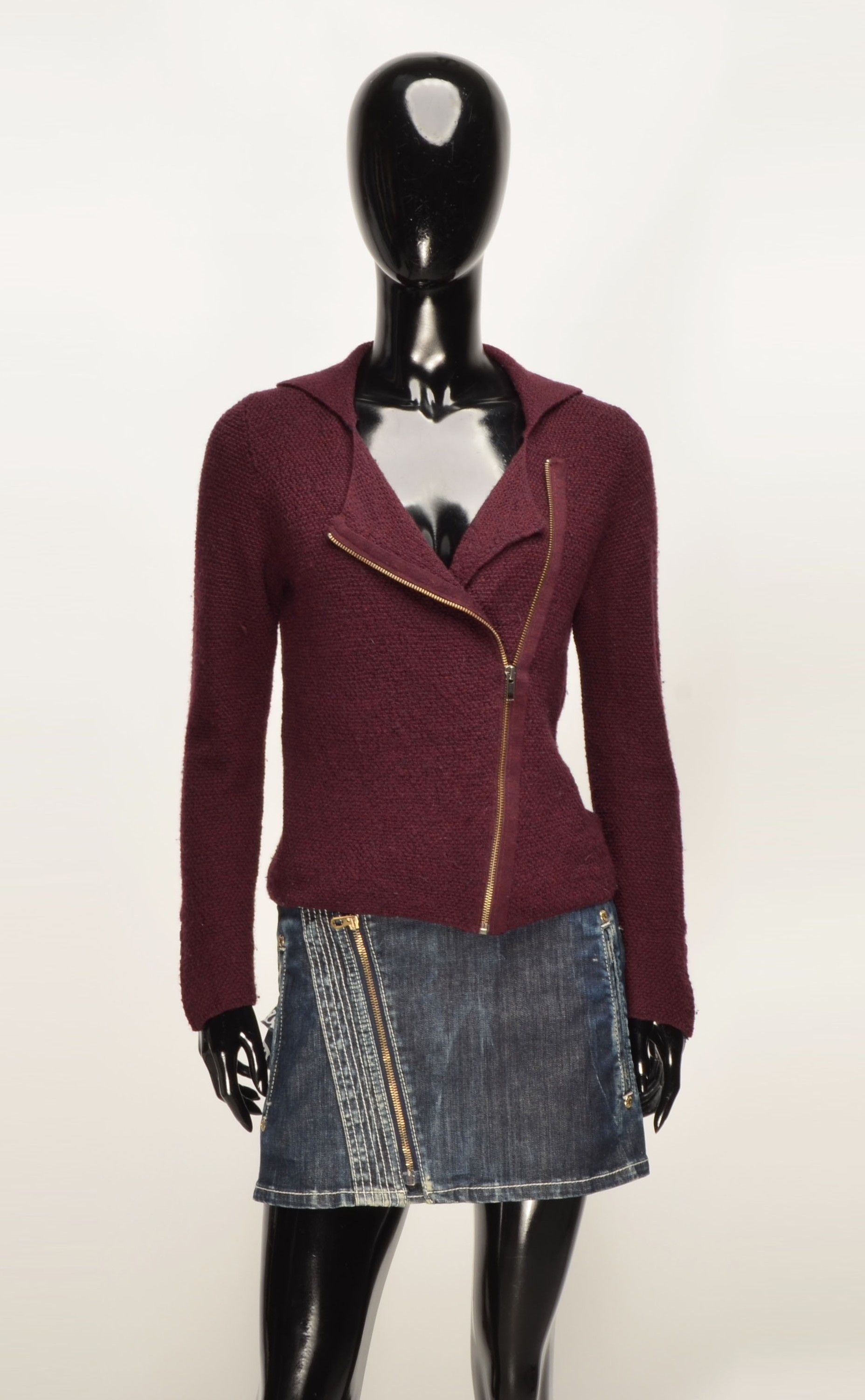 Other Brora Merino Wool Knit Zipper Biker Cardigan Size M / US 6-8 / IT 42-44 - 1 Thumbnail